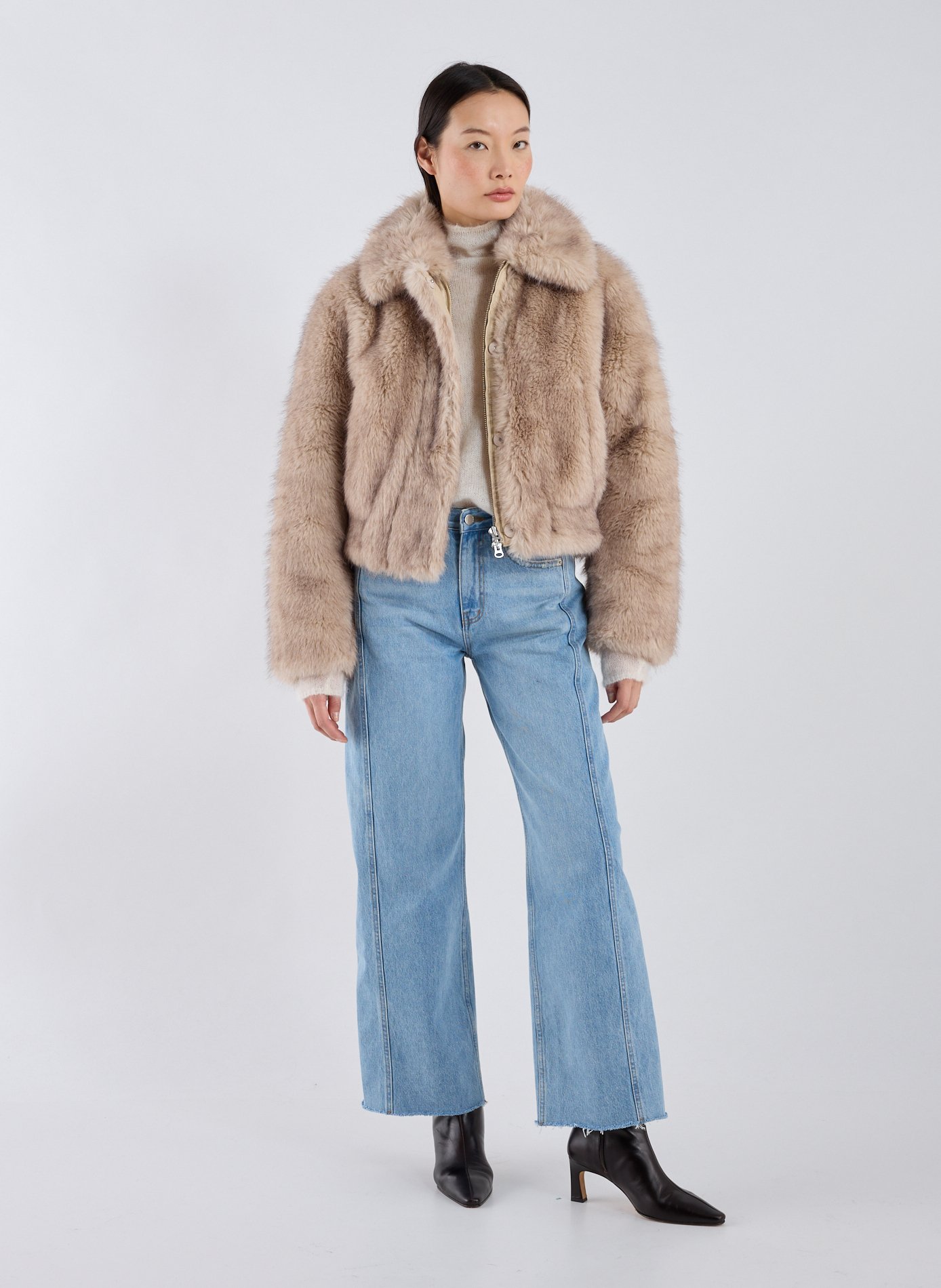 Veste col classique en fausse fourrure STAND STUDIO Beige