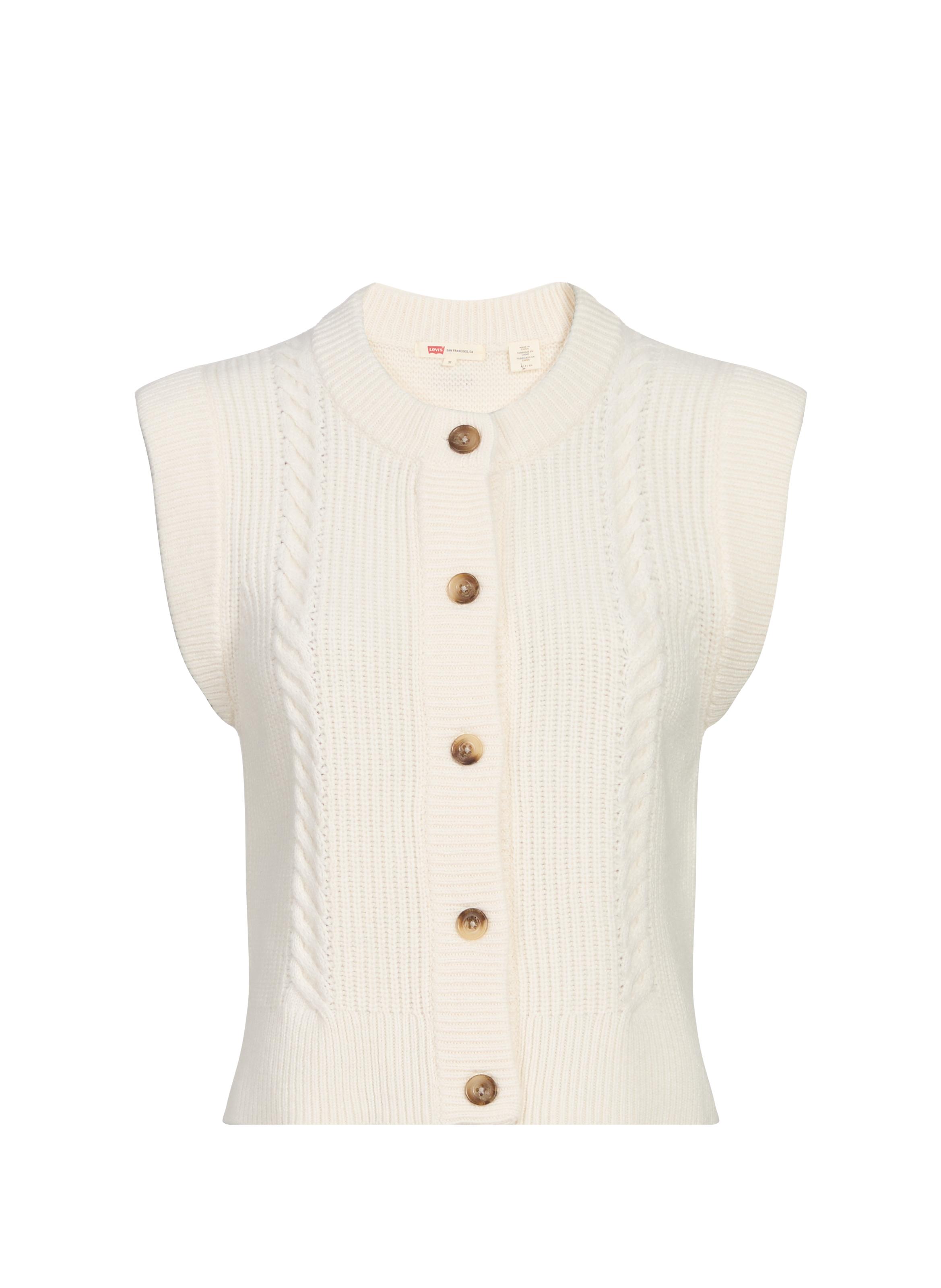 Gilet sans manches en laine et coton mélangés LEVI'S Blanc