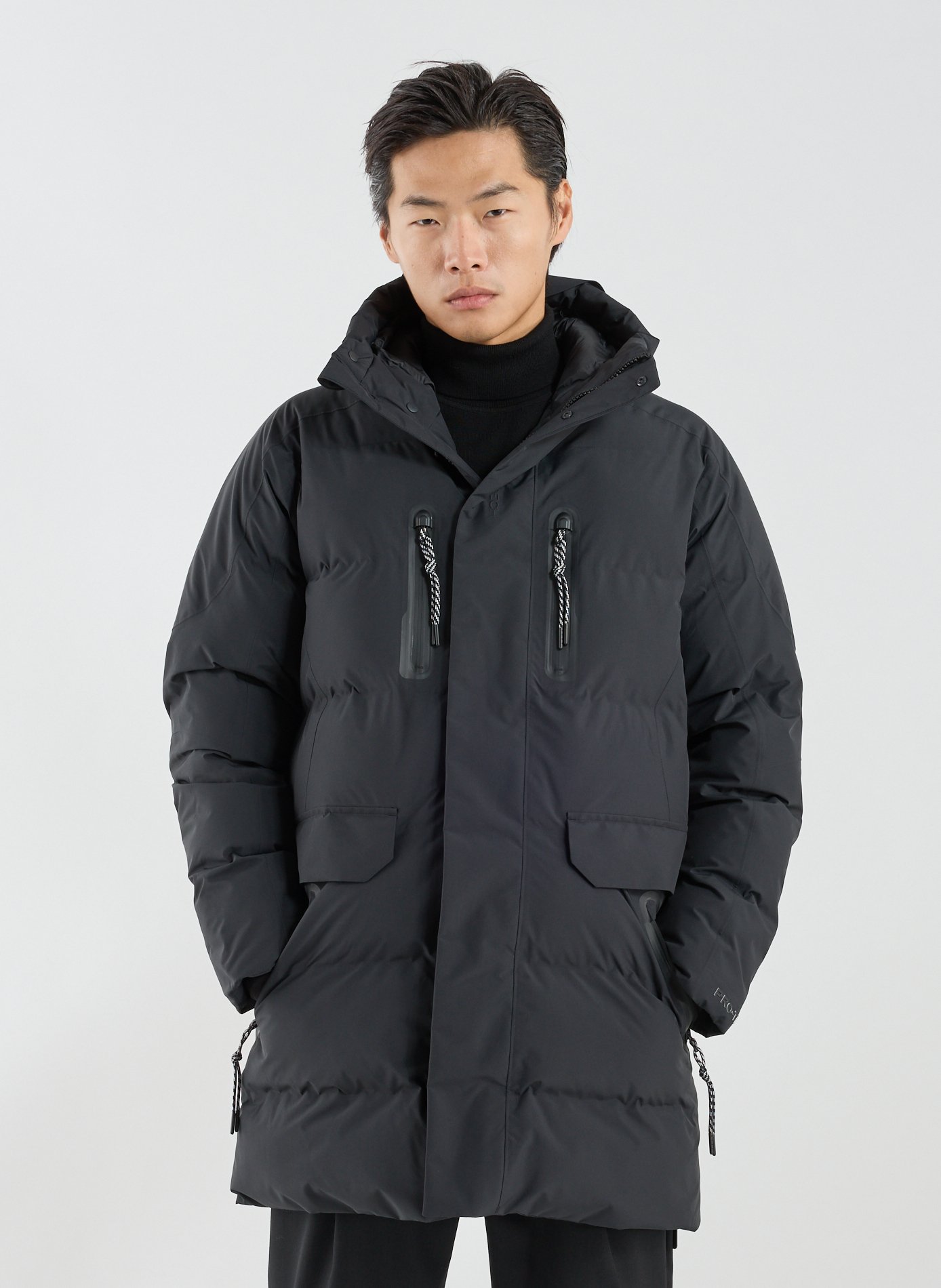 SAVE THE DUCK Long quilted hooded parka Black