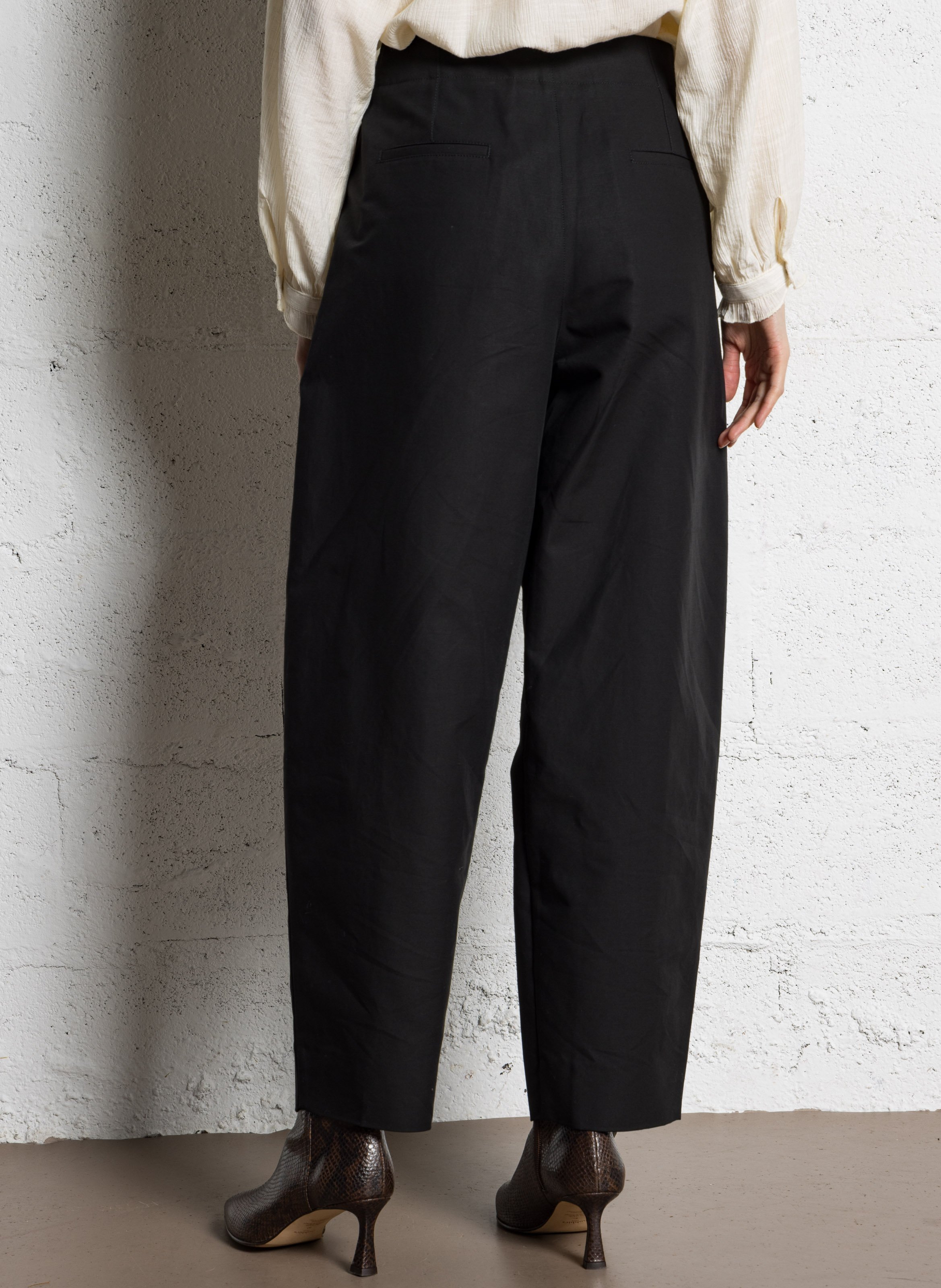 Pantalon large taille haute en coton daley SOEUR Noir