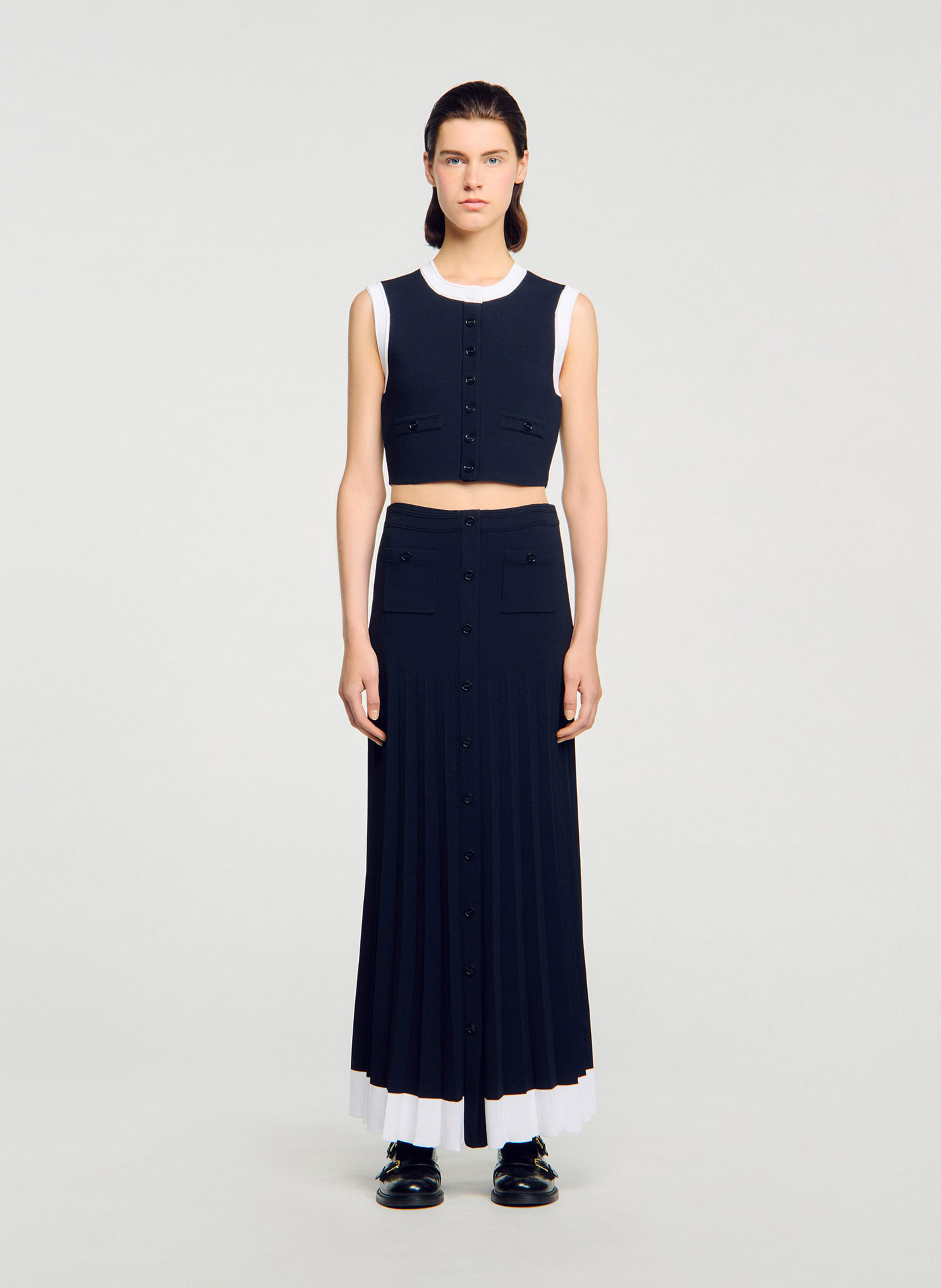 Jupe longue lissée SANDRO Bleu