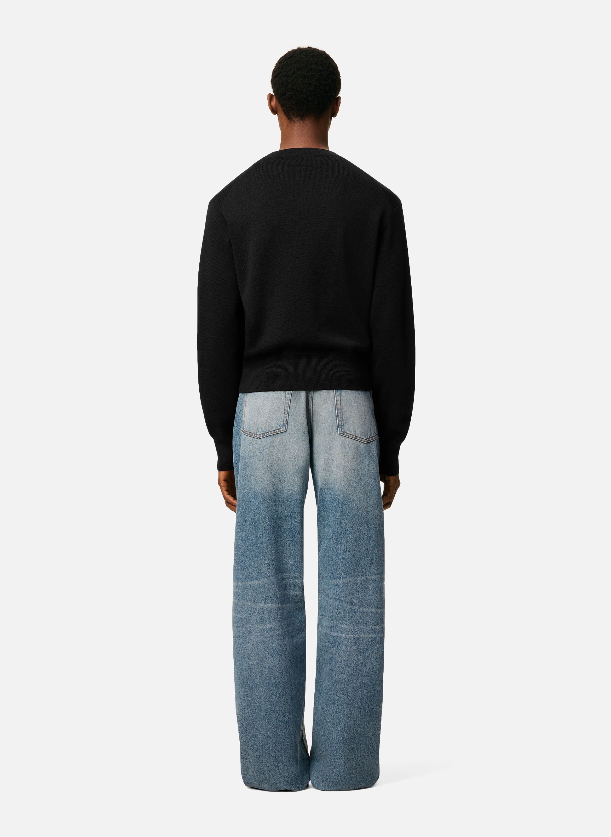 Pull col rond ami de coeur en laine AMI PARIS Noir