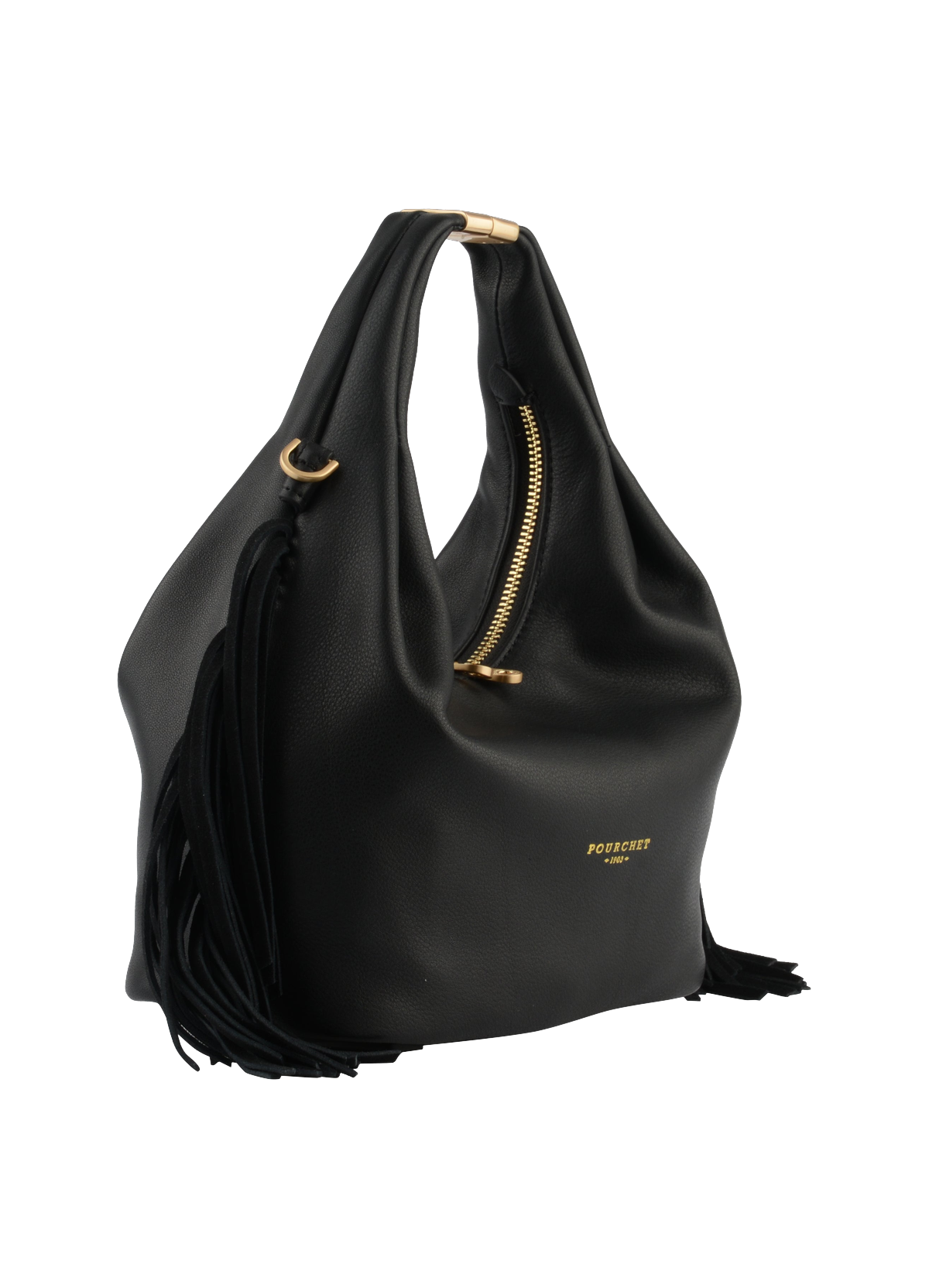 Arche à franges | sac porté main pm POURCHET Noir