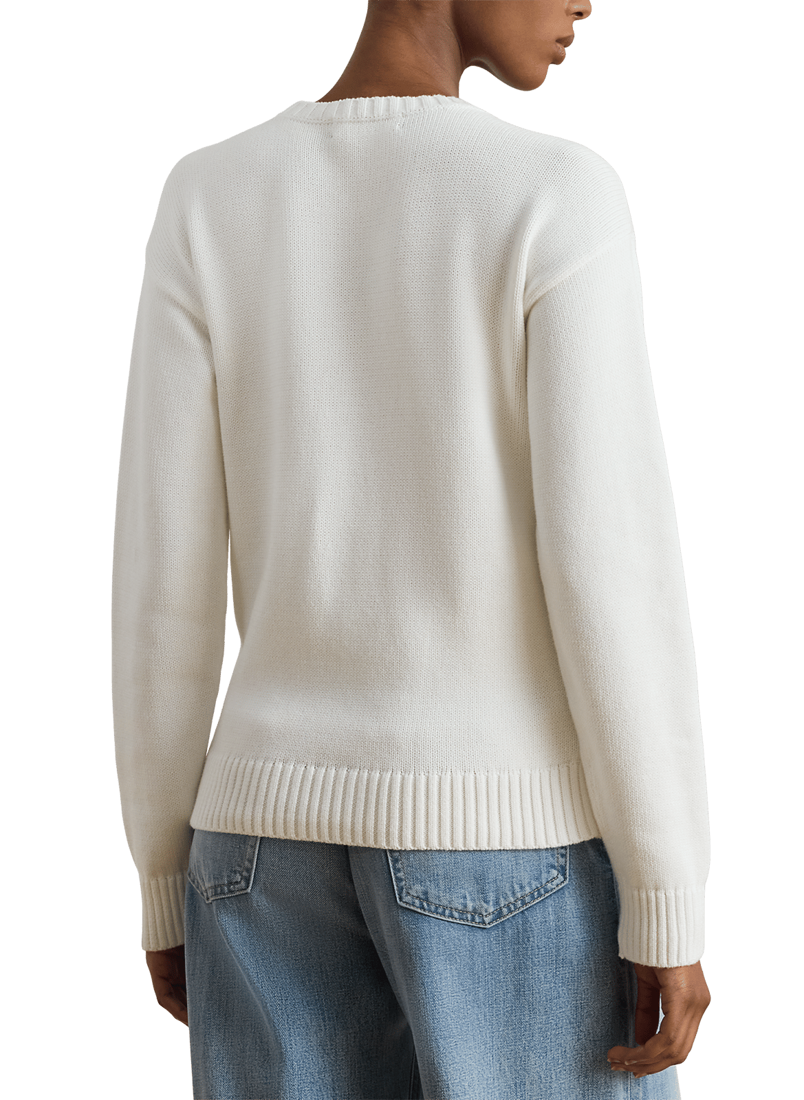 Pull droit imprimé en coton LAUREN Blanc