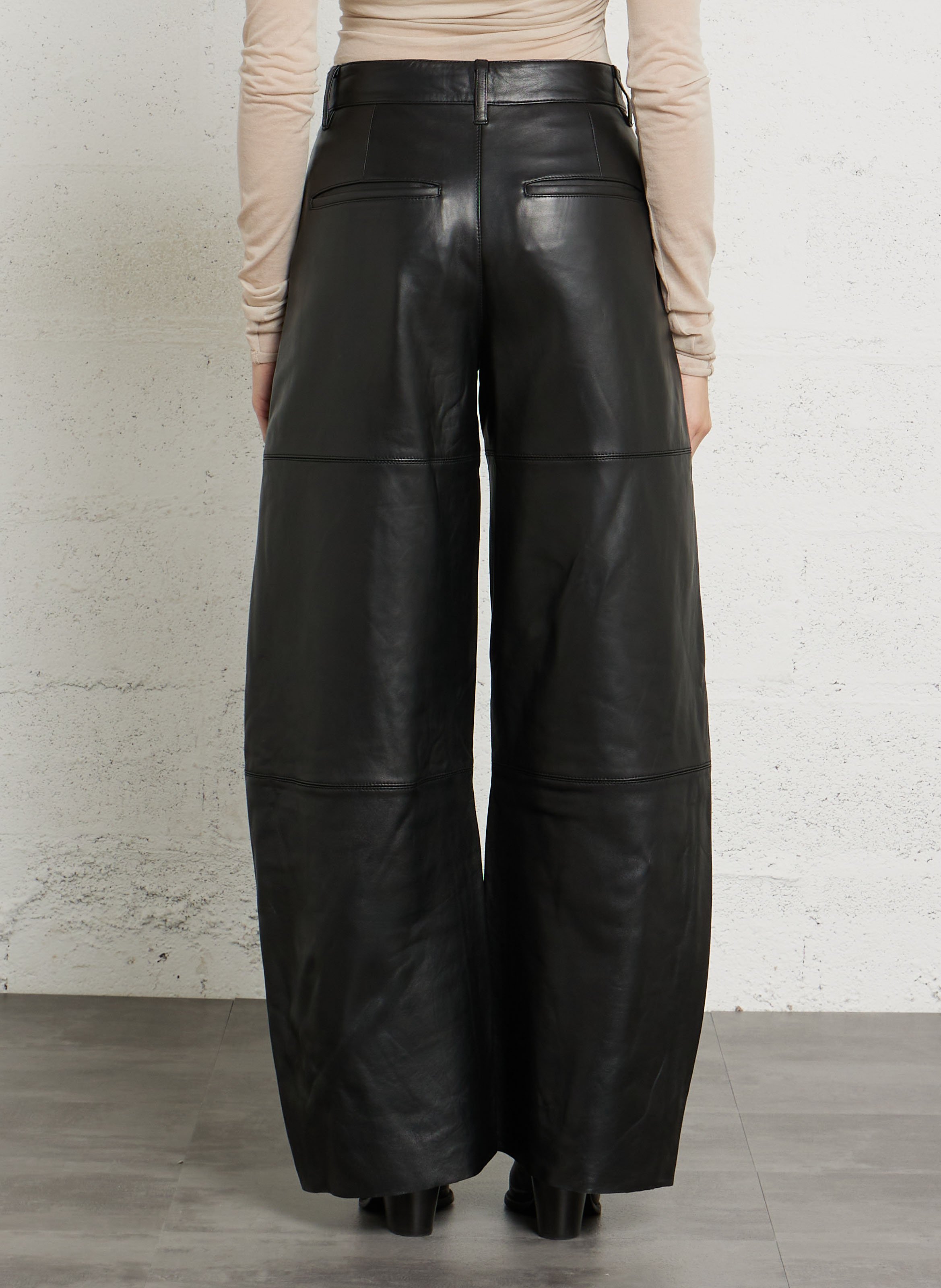 Pantalon taille haute ballon en cuir Fares SOEUR Noir