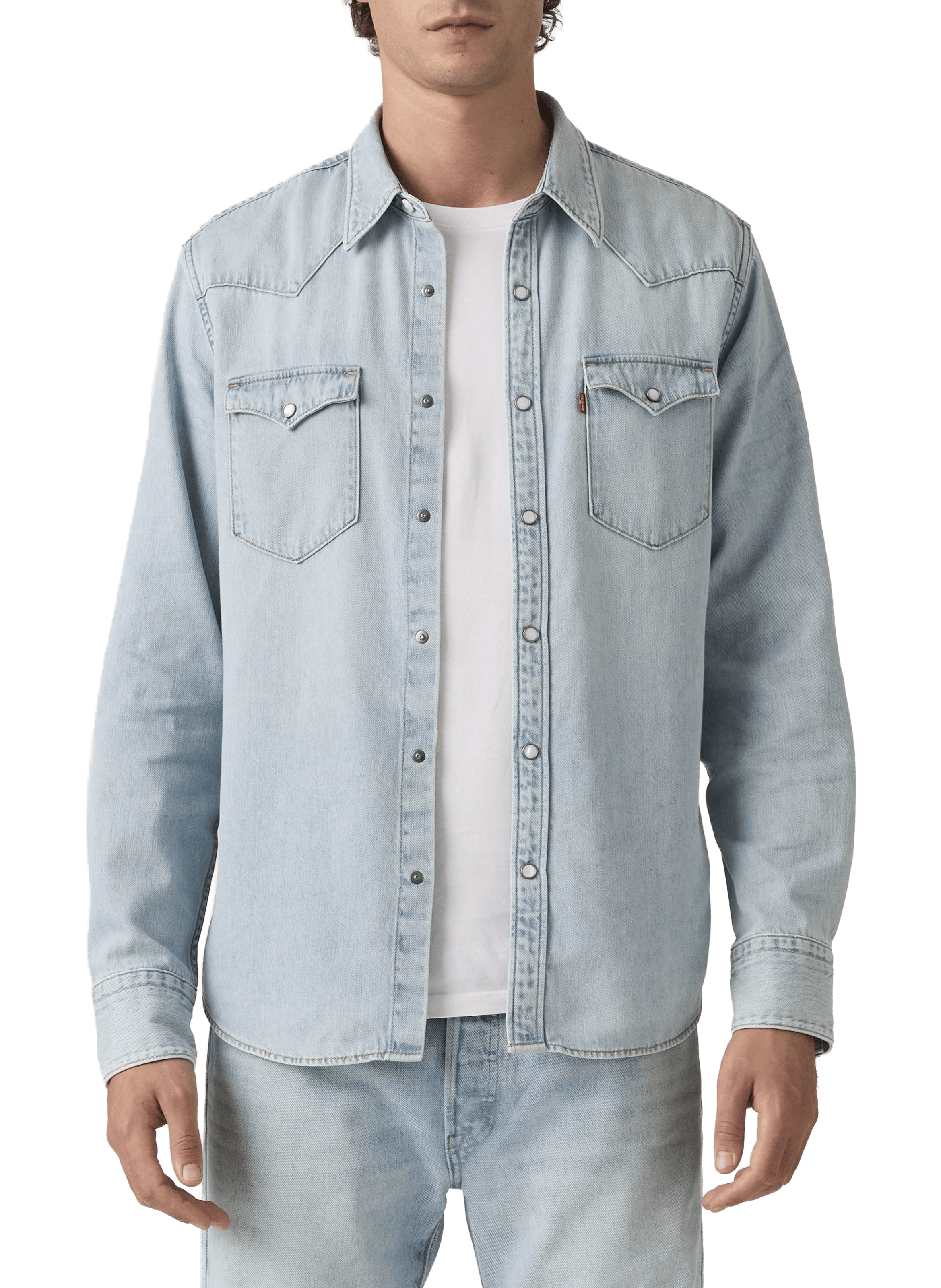 Chemise droite col classique en denim de coton LEVI'S Blue