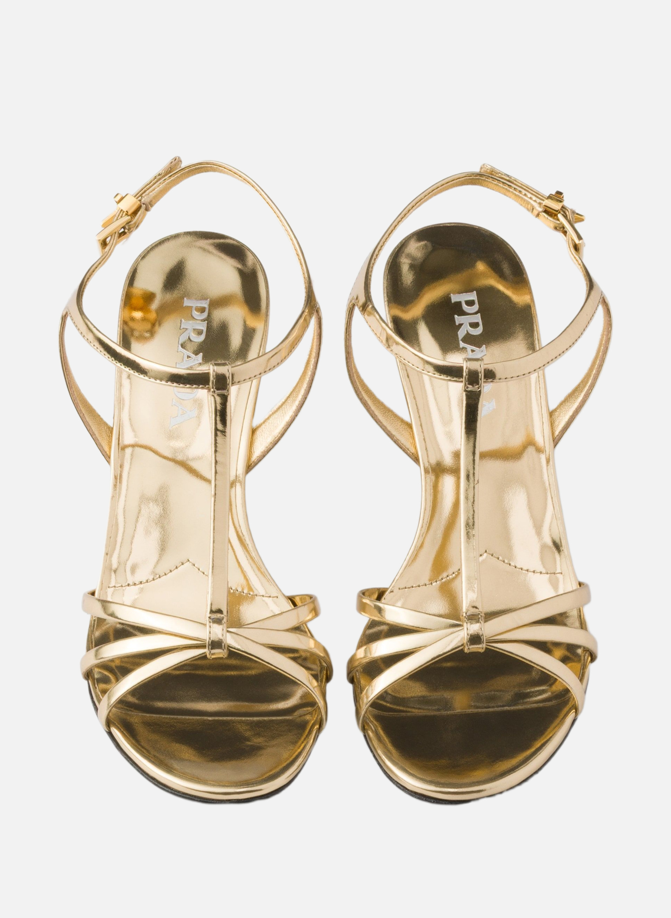 Sandales en cuir métallisé PRADA Argent