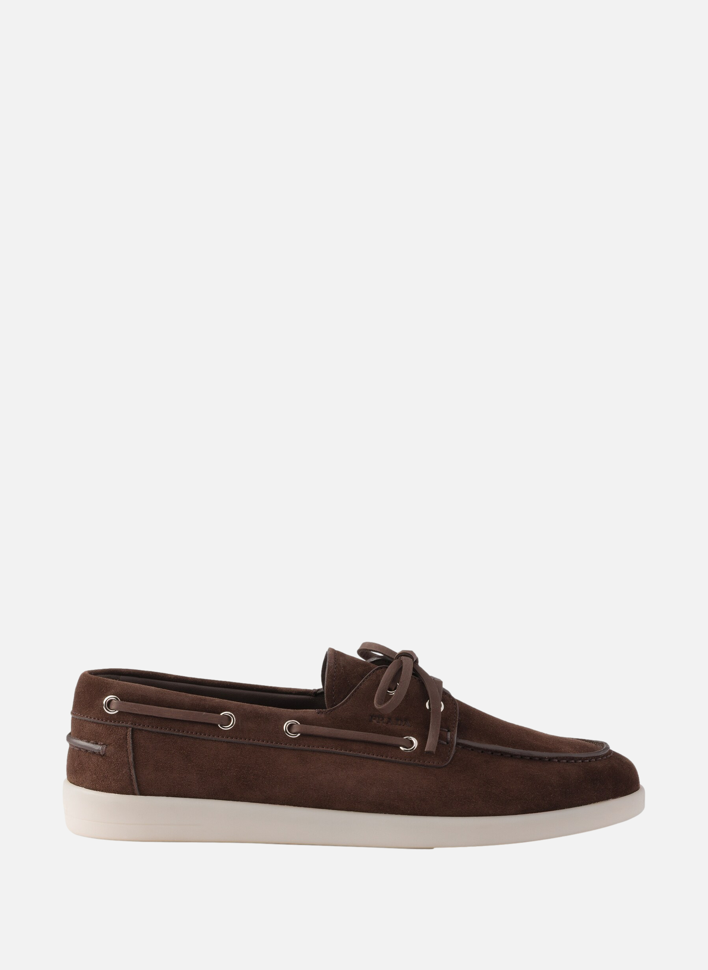 Souliers bateau en veau velours avec lacets PRADA Marron