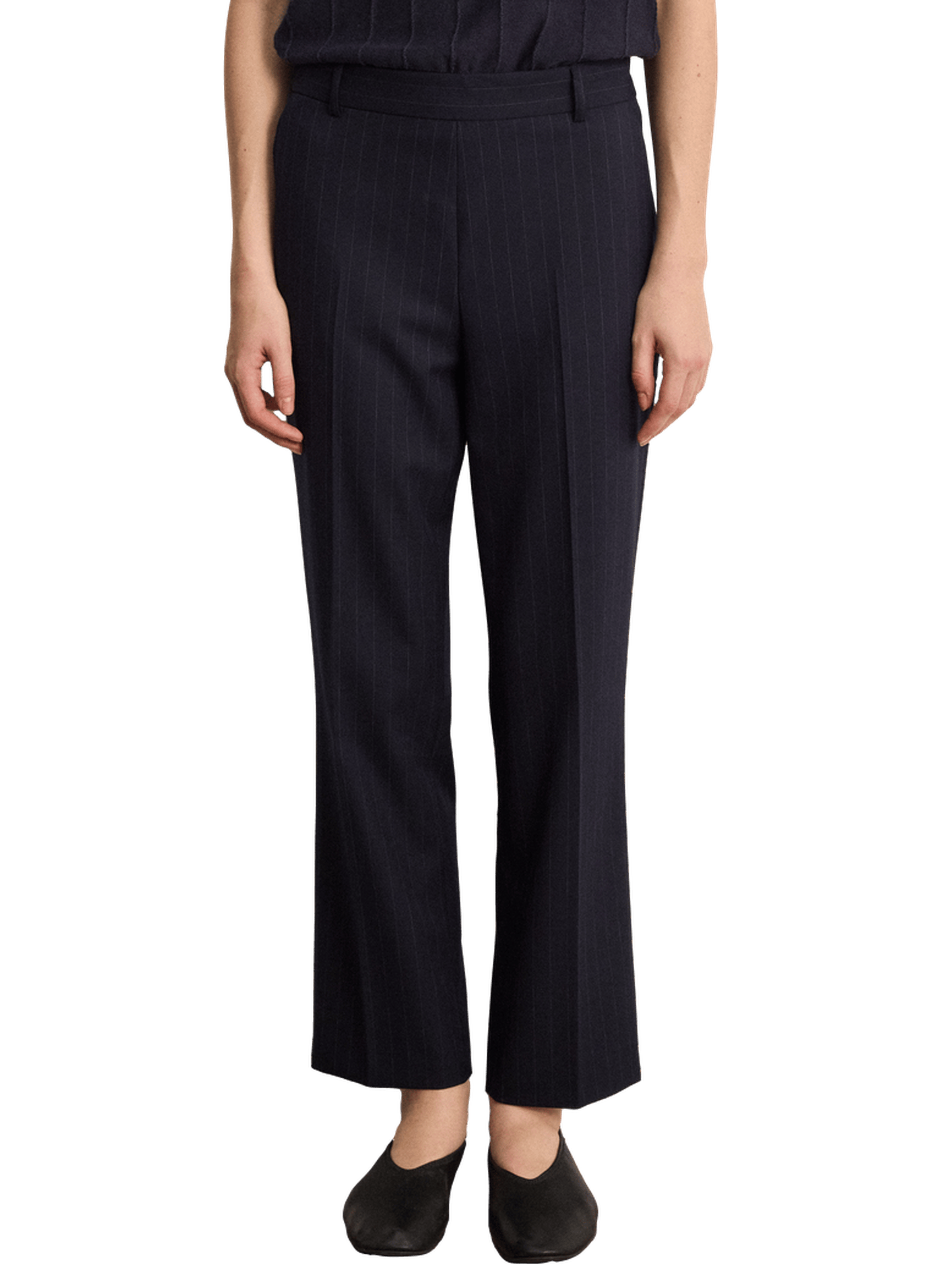 Pantalon droit de tailleur à fines rayures - brune PABLO Bleu