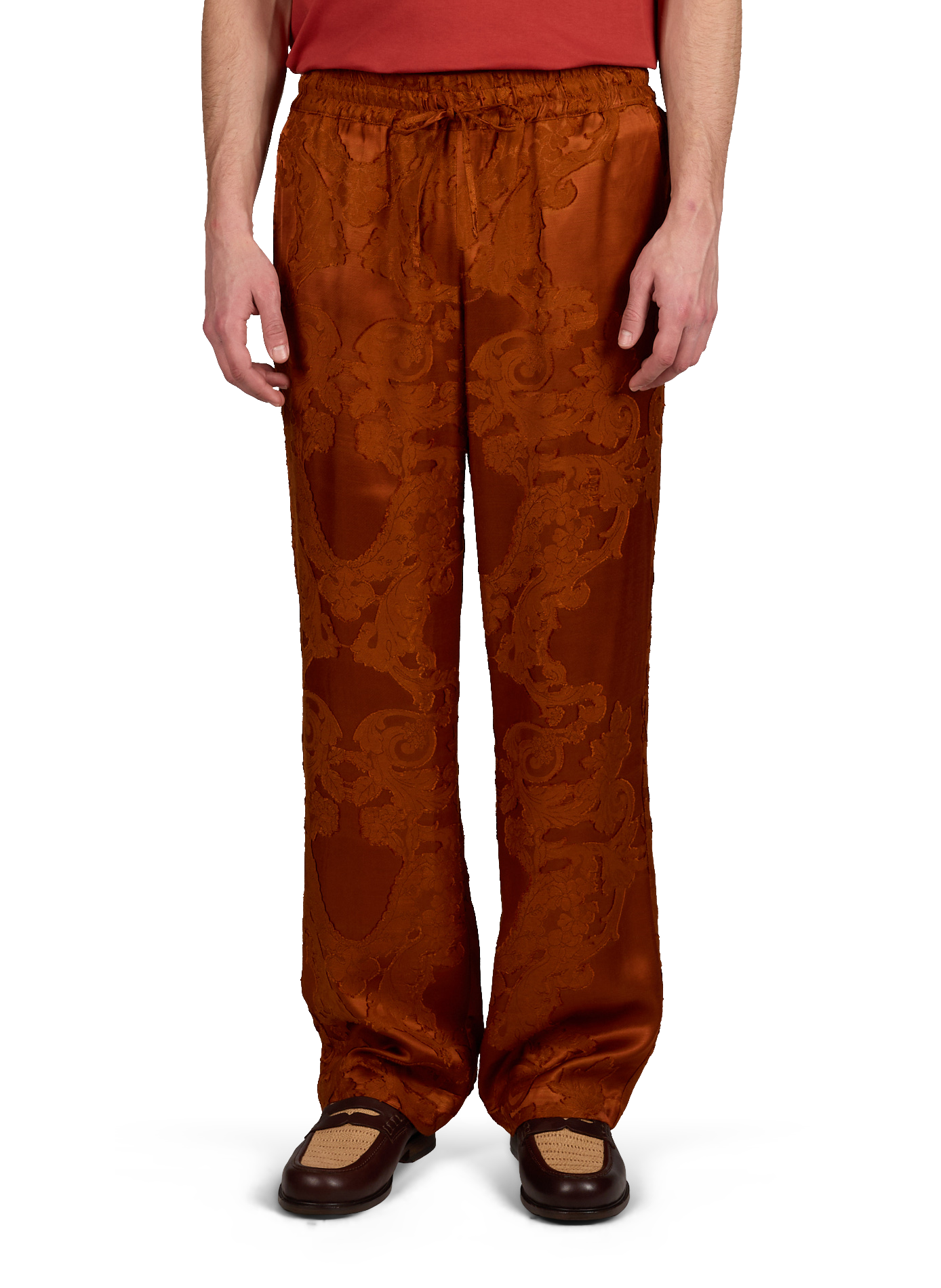 Elasticized Jacquard Pants DROLE DE MONSIEUR Red
