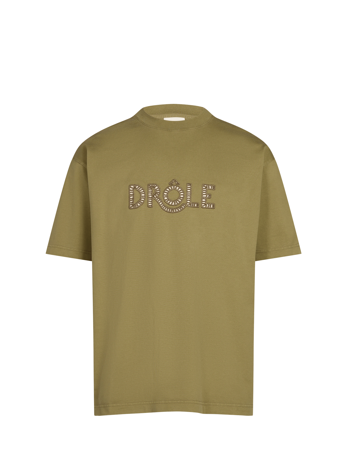 Funny cotton embroidered T-shirt DROLE DE MONSIEUR Khaki