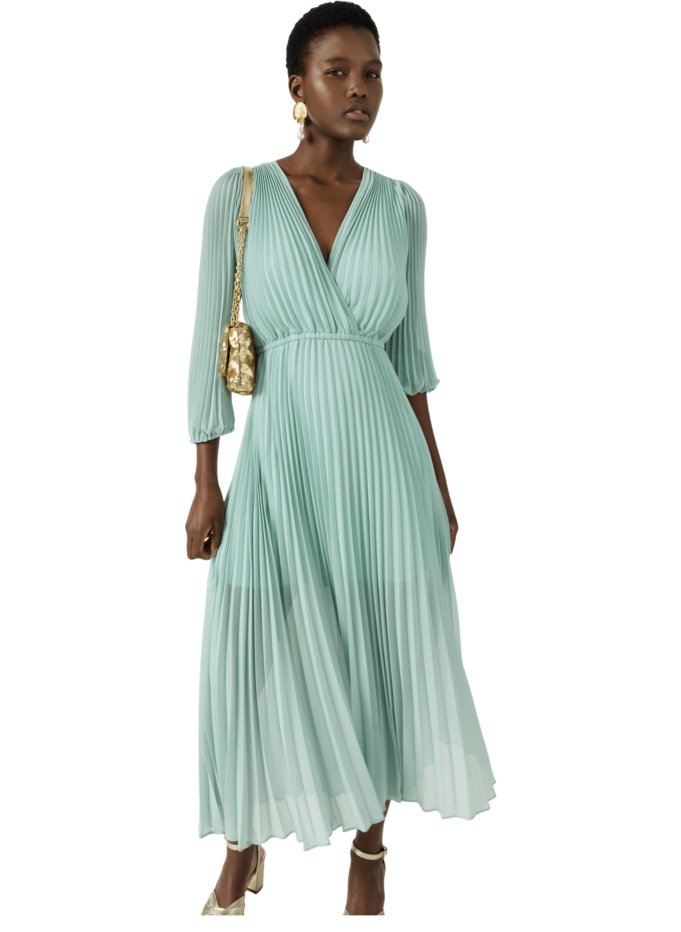 Robe longue plissée - rayna GERARD DAREL Vert