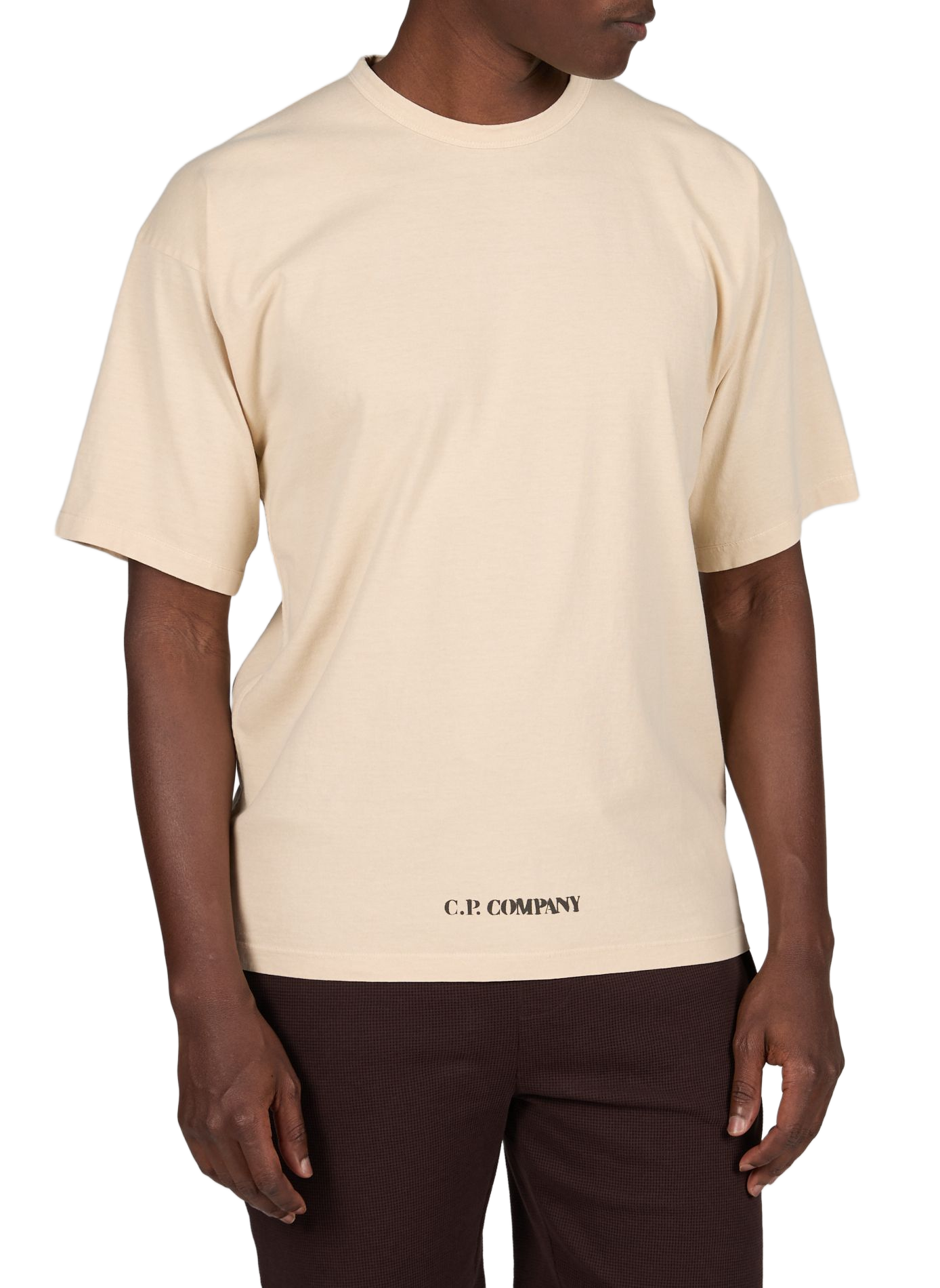 Biker-style cotton t-shirt CP COMPANY Beige