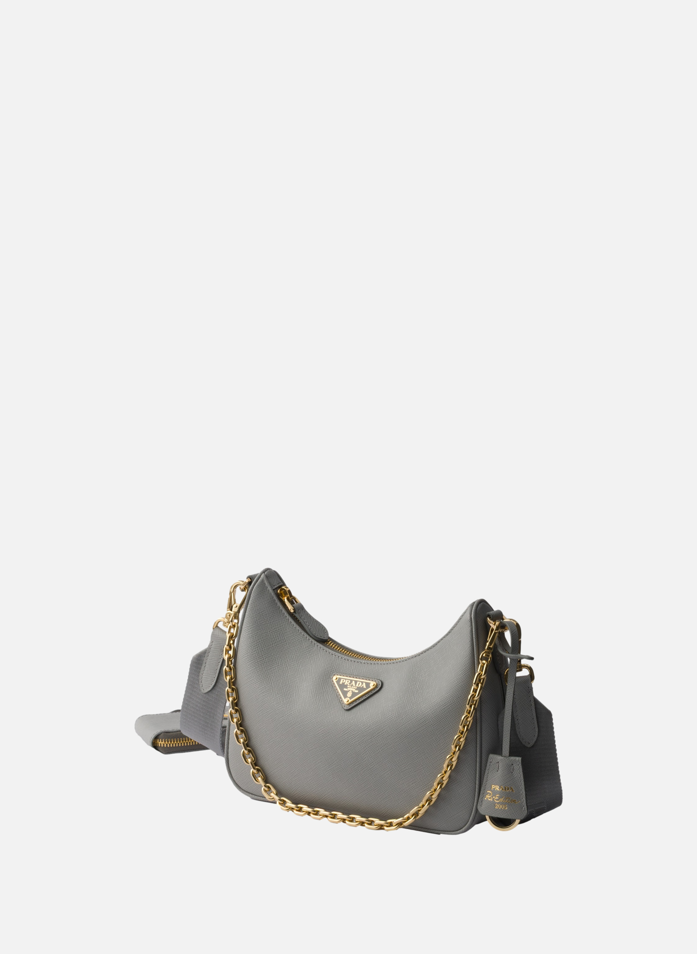 Sac prada re-edition 2005 en cuir saffiano PRADA Gris