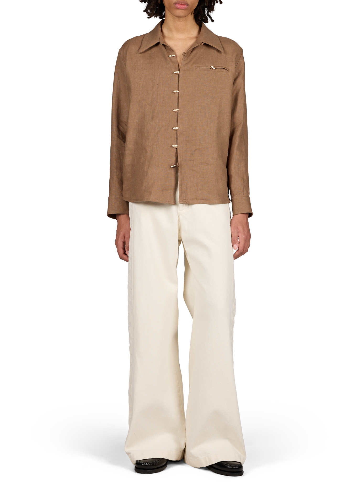 Chemise à manches longues en soie CAMPILLO Marron