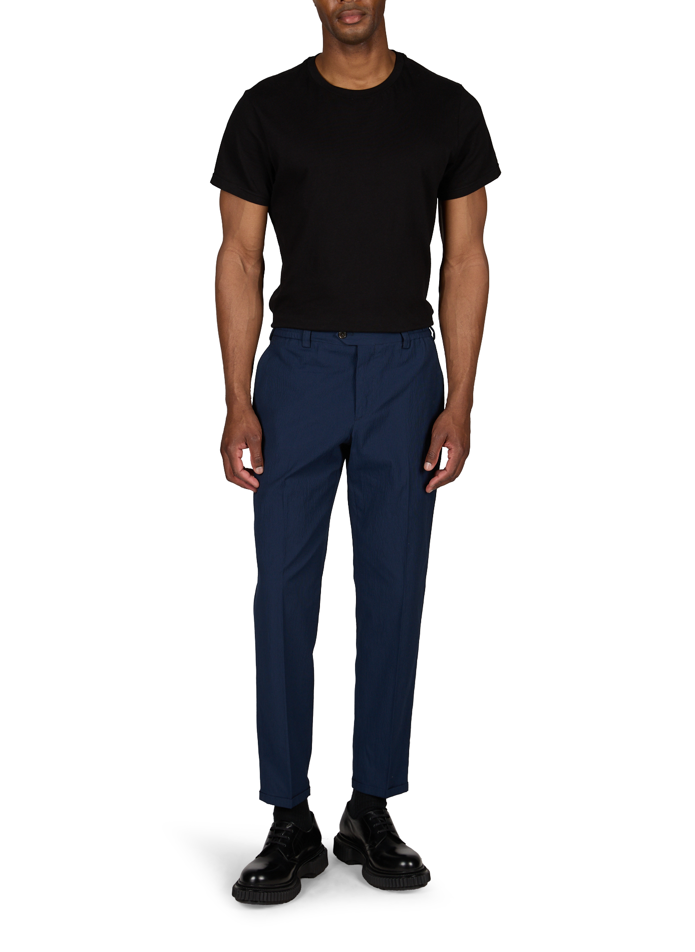 Slim pants with elastic waist in cotton PT01 Blue