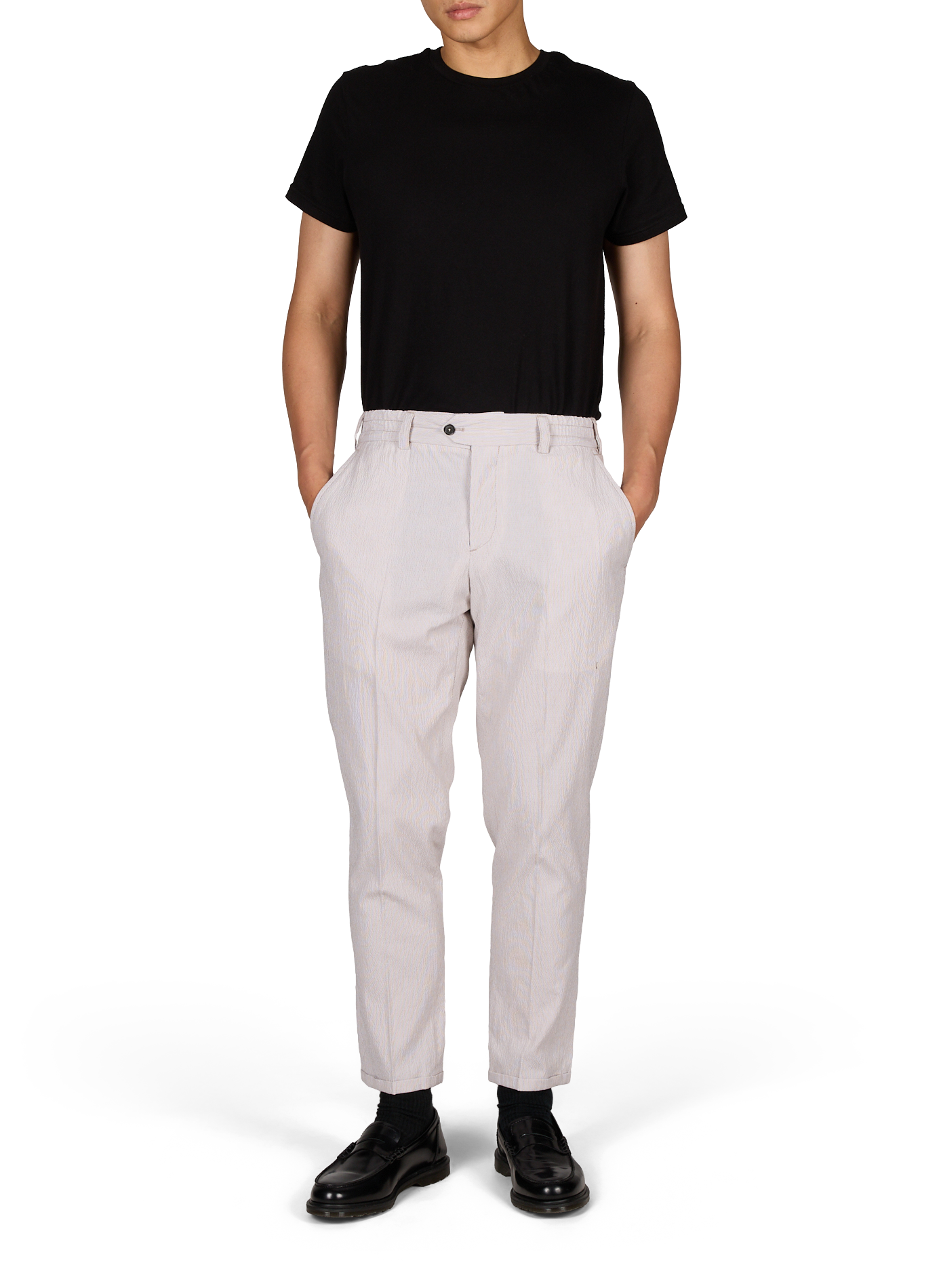 Slim pants with elastic waist in cotton PT01 Beige