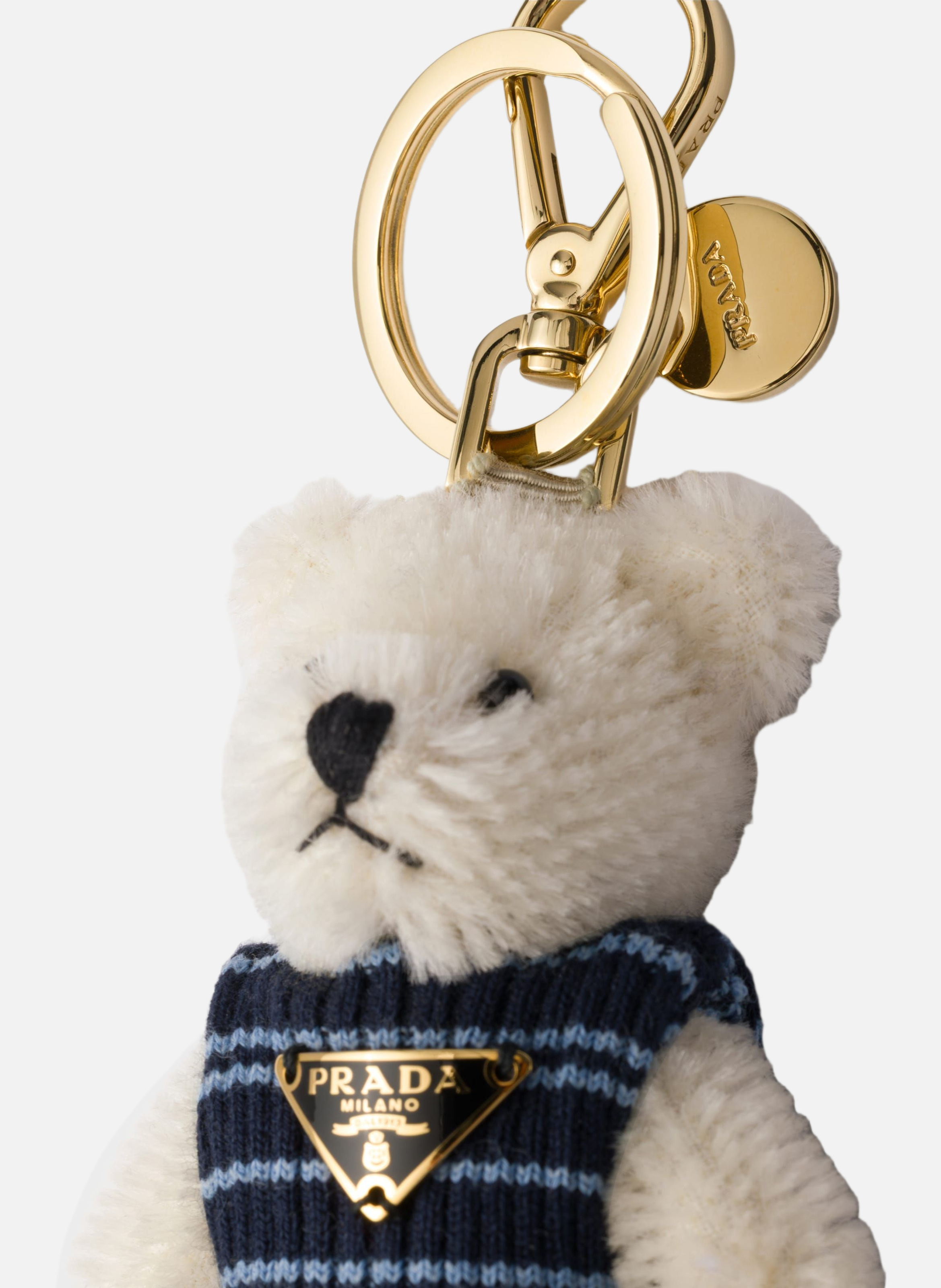 Charm porte-clés teddy bear avec anneau en métal PRADA Blanc
