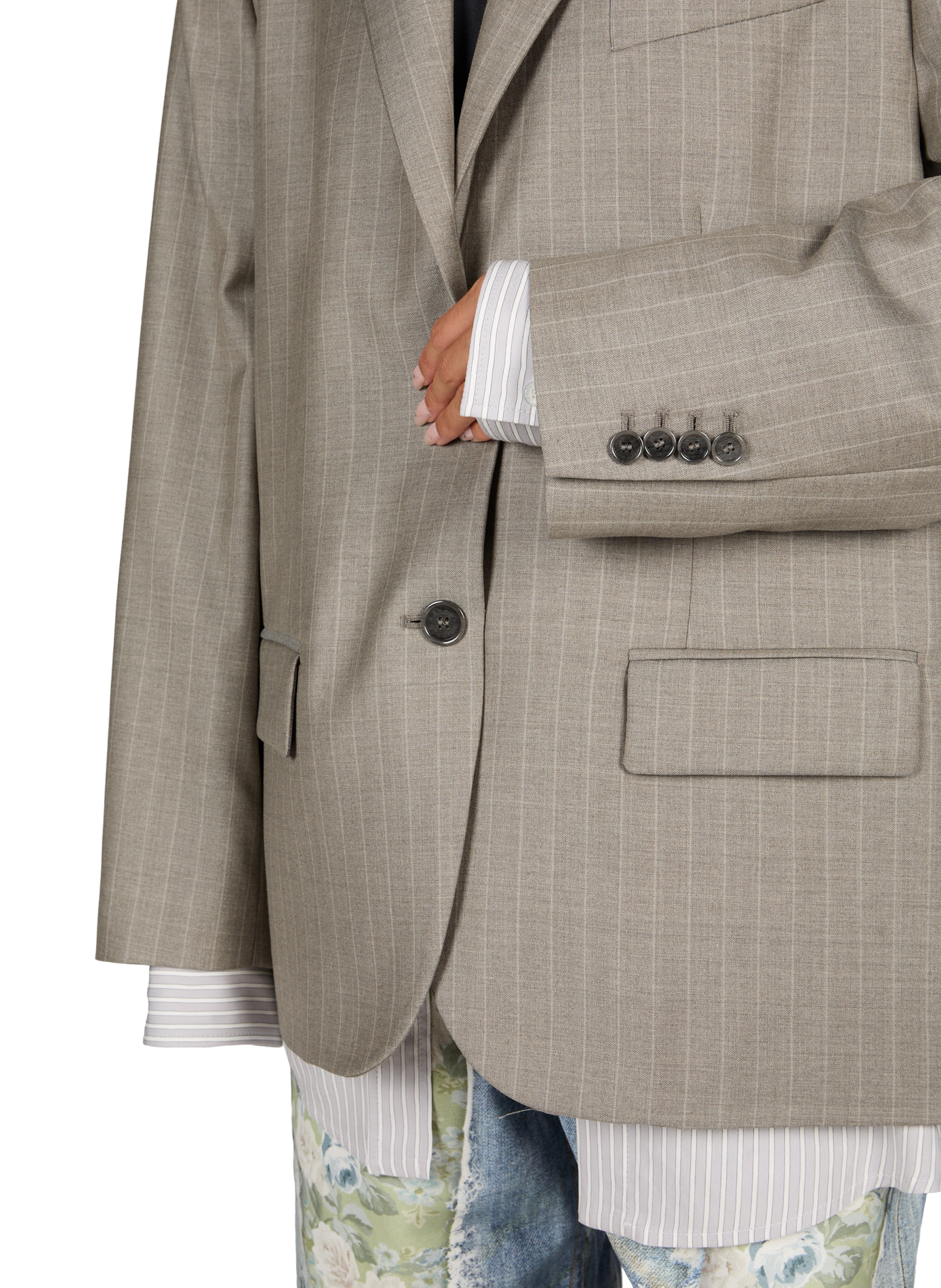 Blazer con fodera a camicia a righe in lana ACNE STUDIOS Blu
