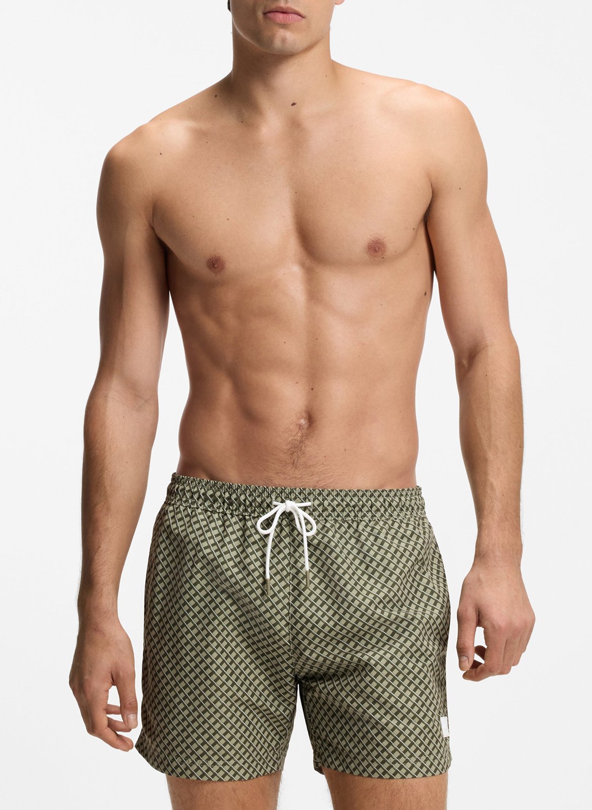 Short de bain imprimé BOSS Kaki
