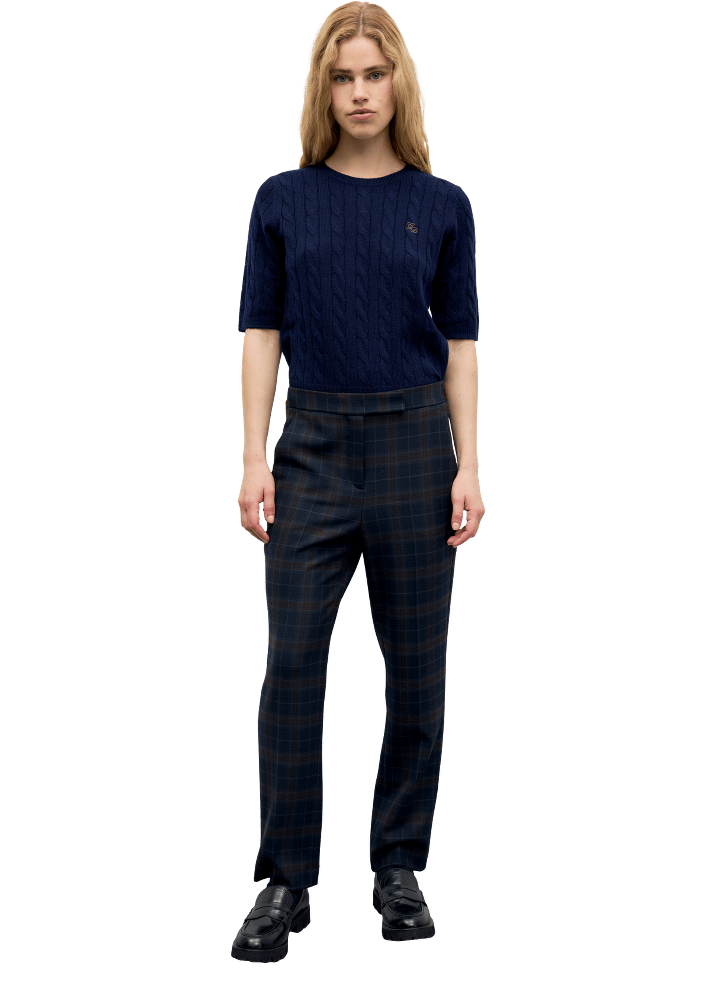 Pantalon droit élastiqué à carreaux - misa GERARD DAREL Bleu
