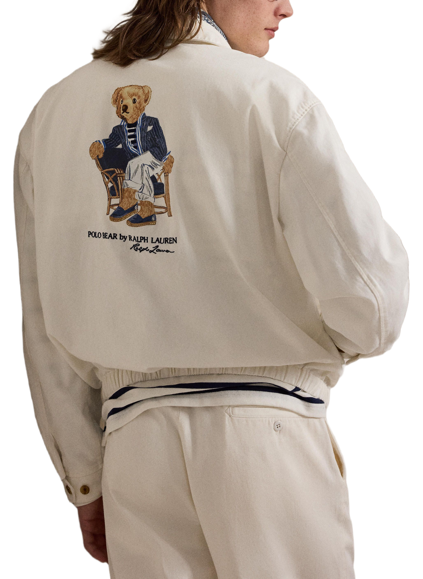 Embroidered cotton twill jacket POLO RALPH LAUREN White
