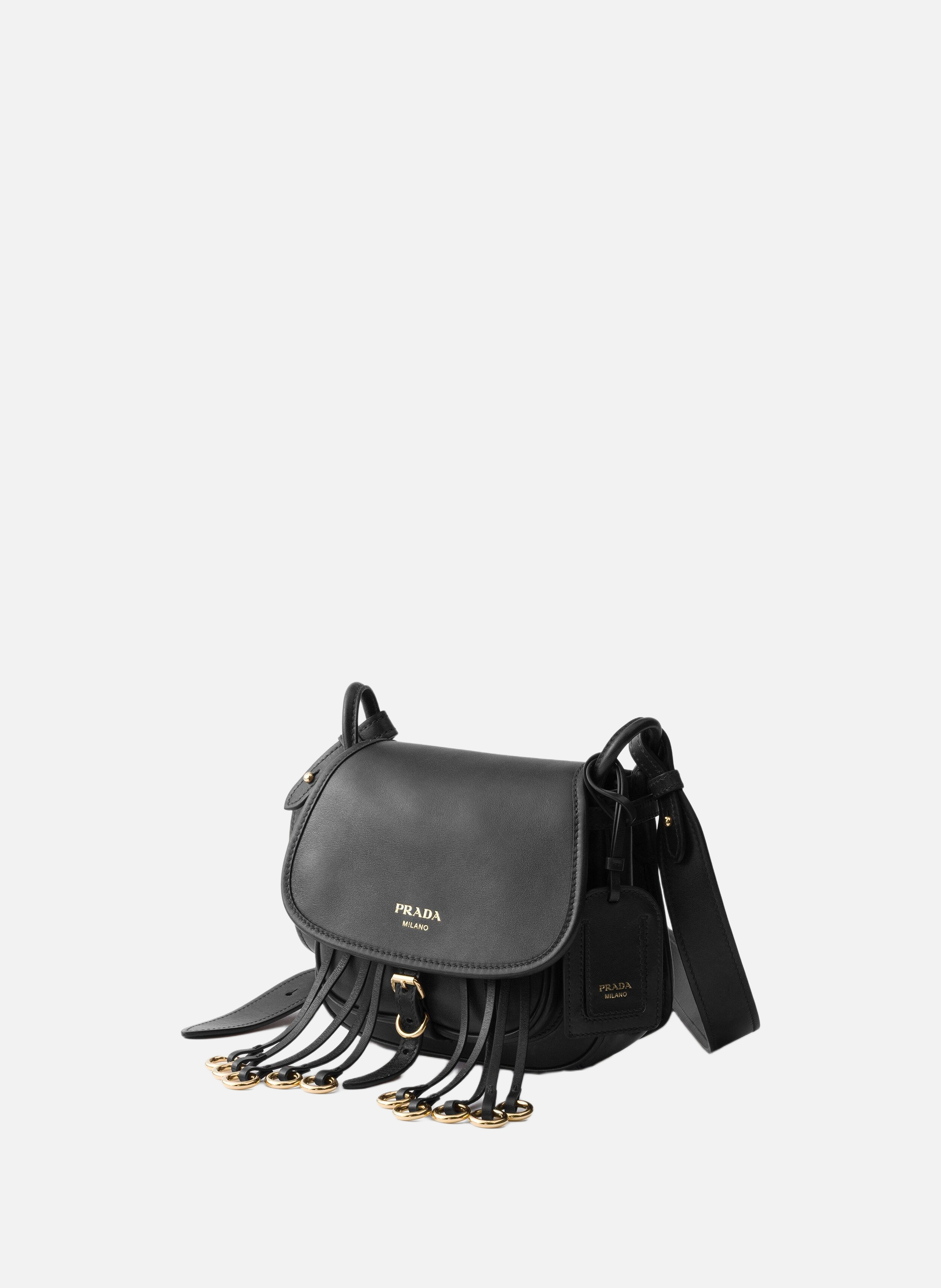 Mini sac porté épaule prada corsaire en cuir vieil PRADA Noir