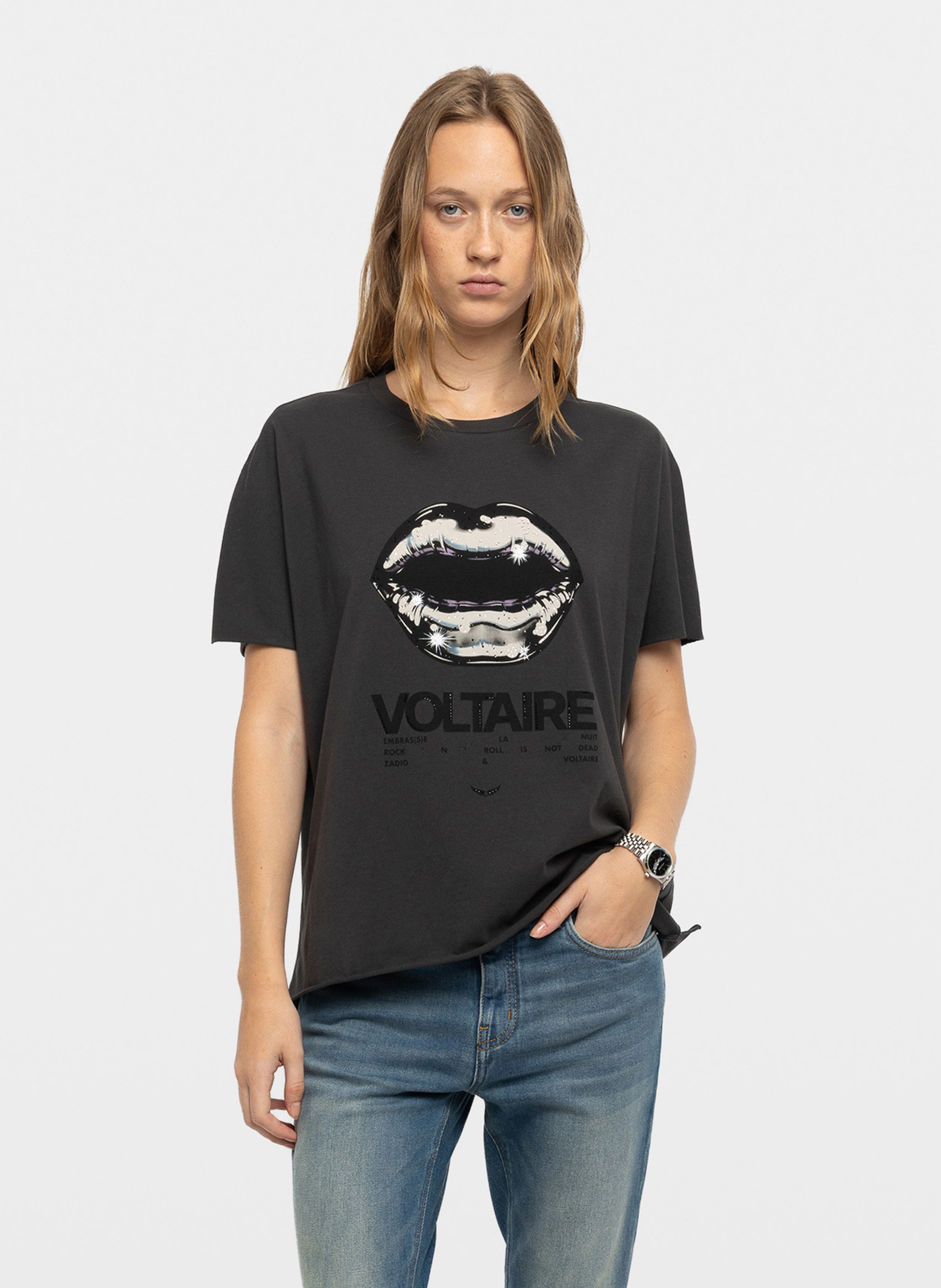 Bedrukt katoenen T-shirt met ronde hals ZADIG&VOLTAIRE Grijs
