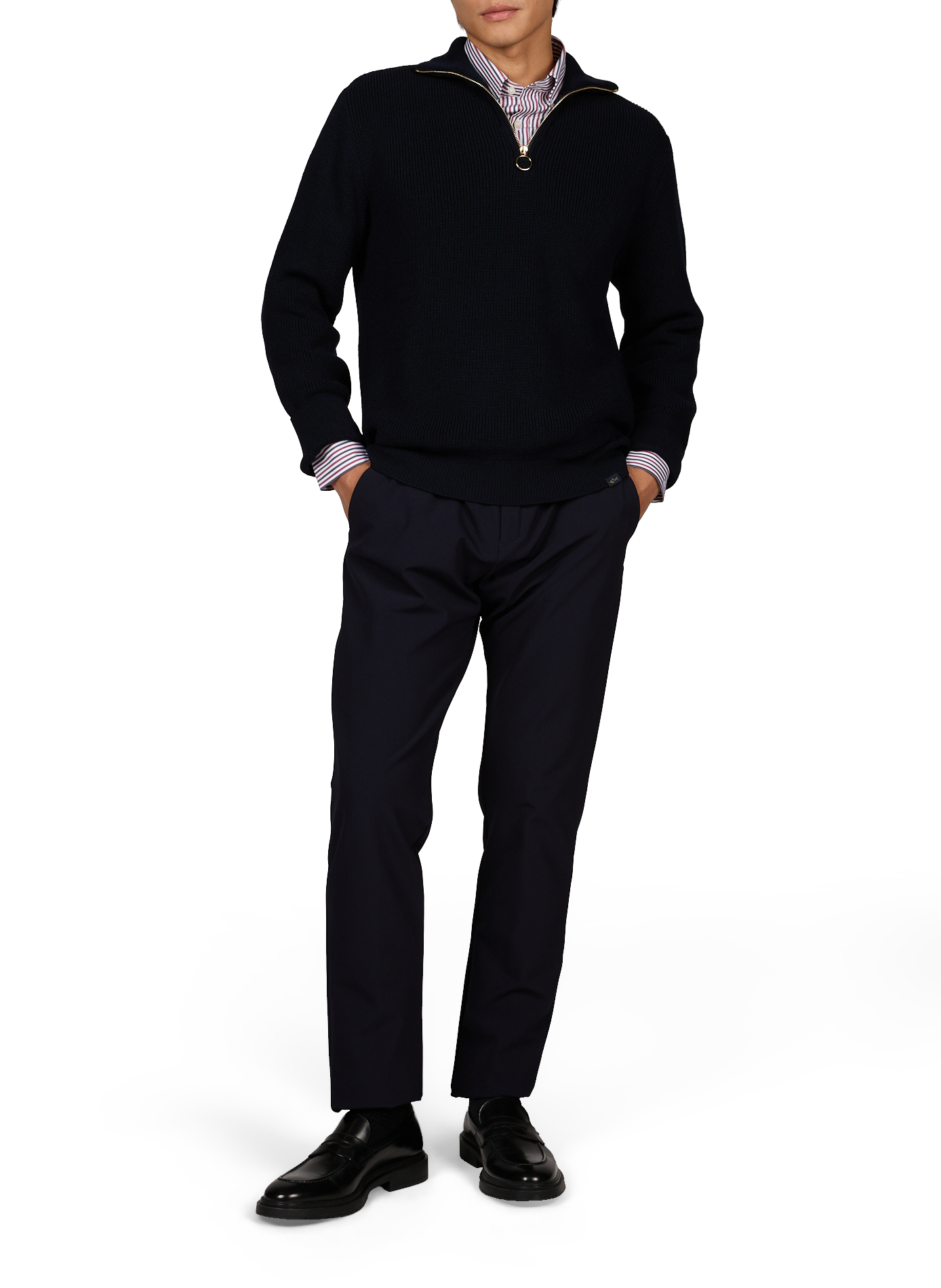 Straight ribbed wool blend pullover PAUL & SHARK Multicolour