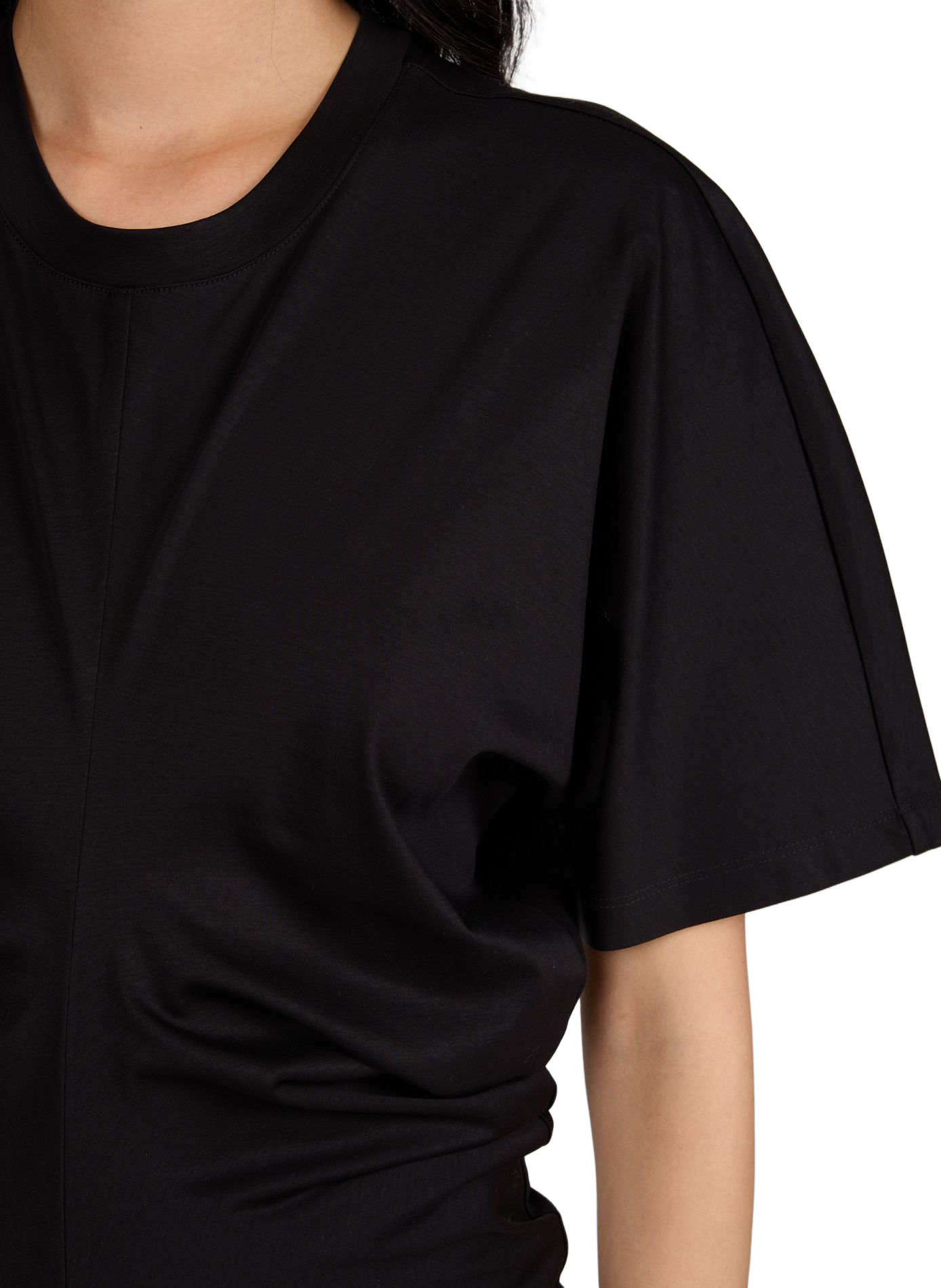T-Shirt mit kurzen gerafften Ärmeln aus Baumwollmischung ROHE FRAMES Schwarz