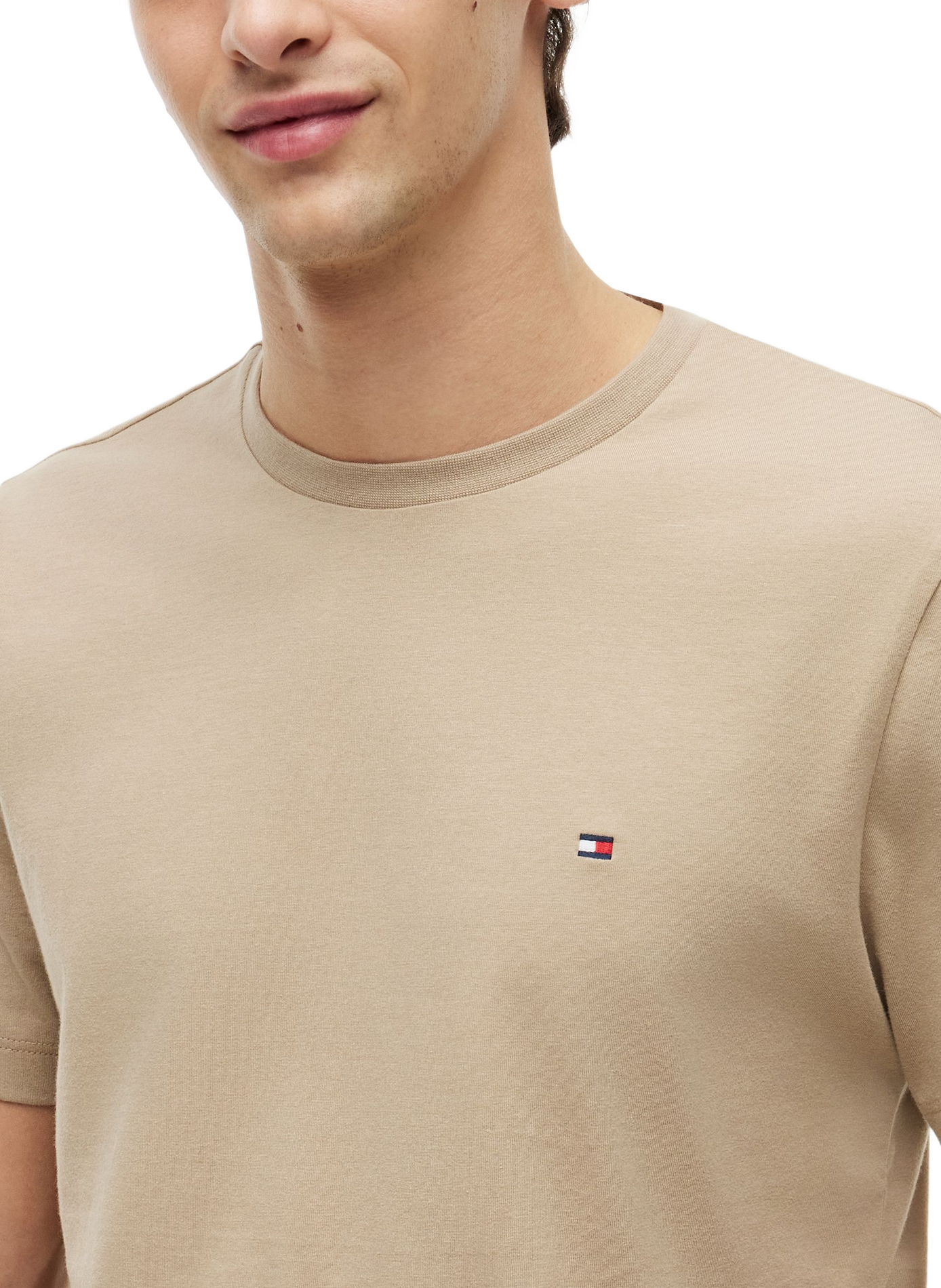 Round-neck cotton T-shirt TOMMY HILFIGER Beige