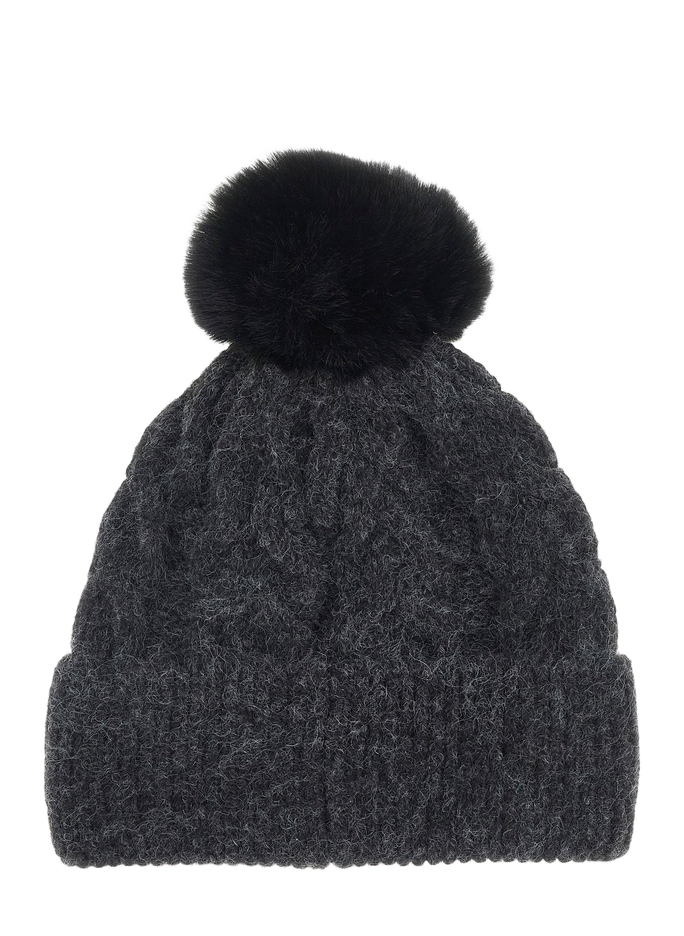 Knitted beanie with pompom GUESS Black