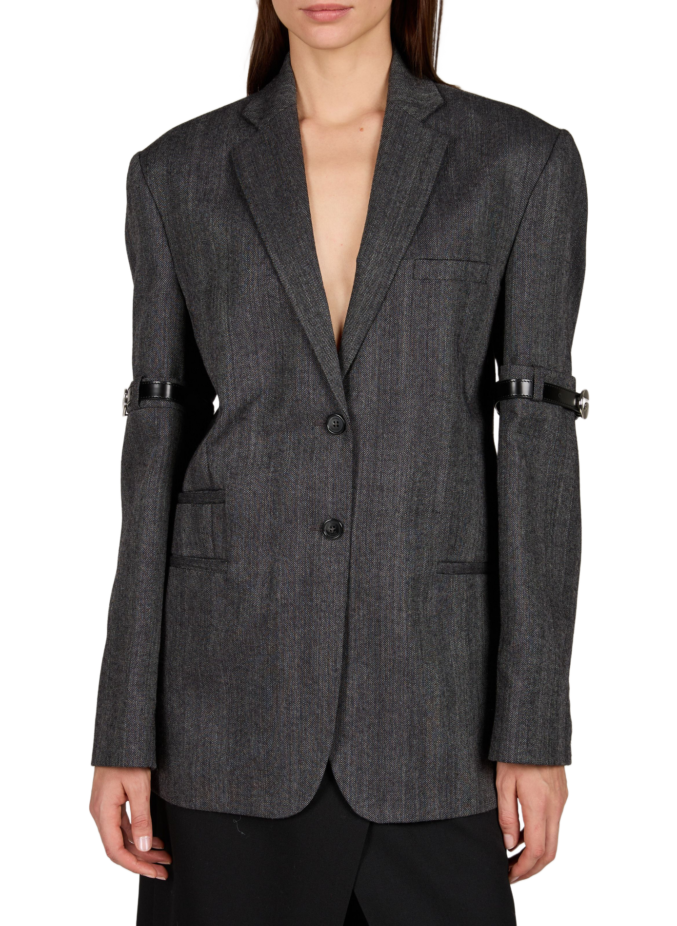 Blazer amplio de lana con cinturones logotipados COPERNI Gris