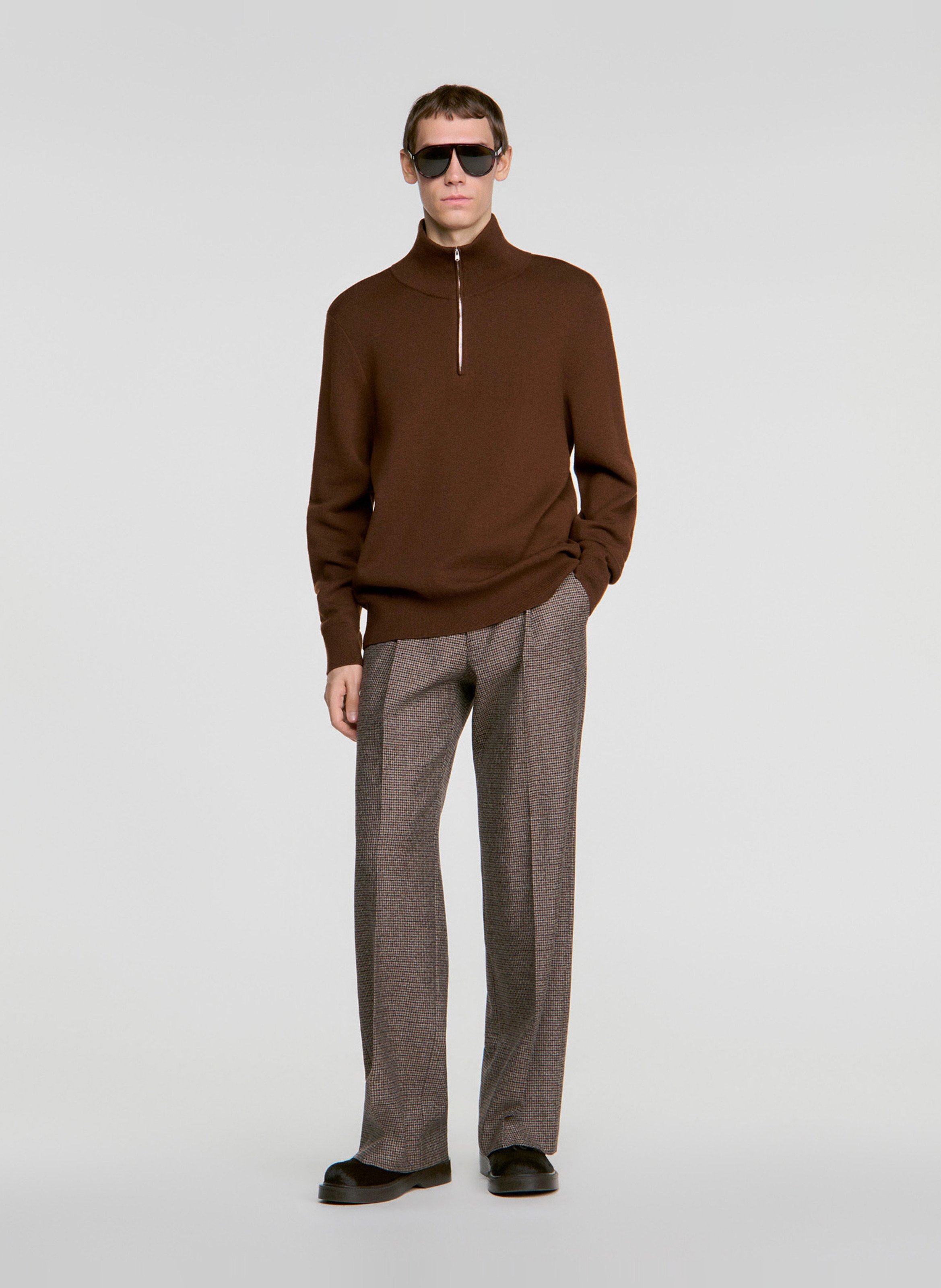 Pull camionneur en laine mélangée SANDRO Beige