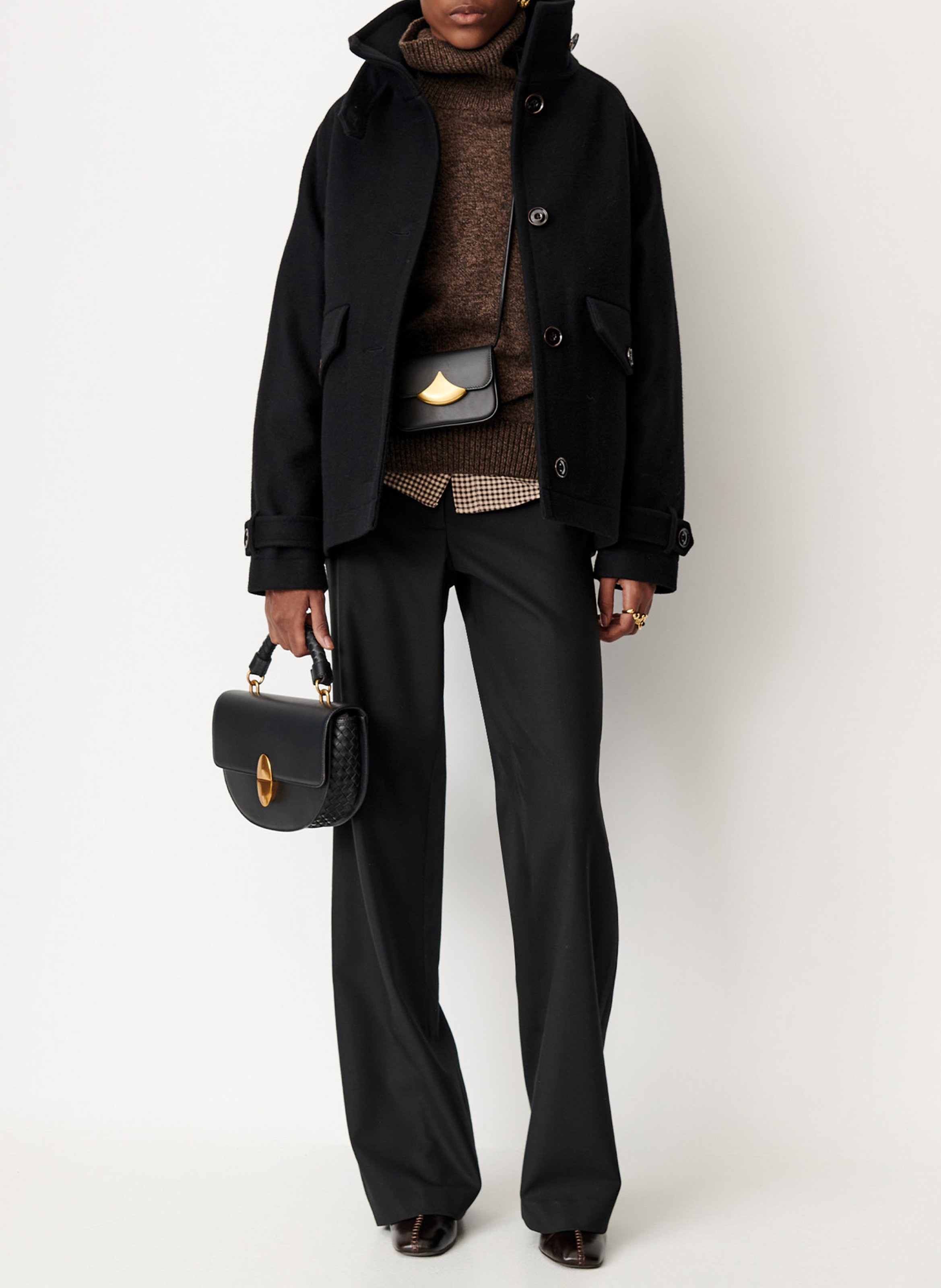 Manteau court col montant en laine mélangée lee wooly SESSUN Noir