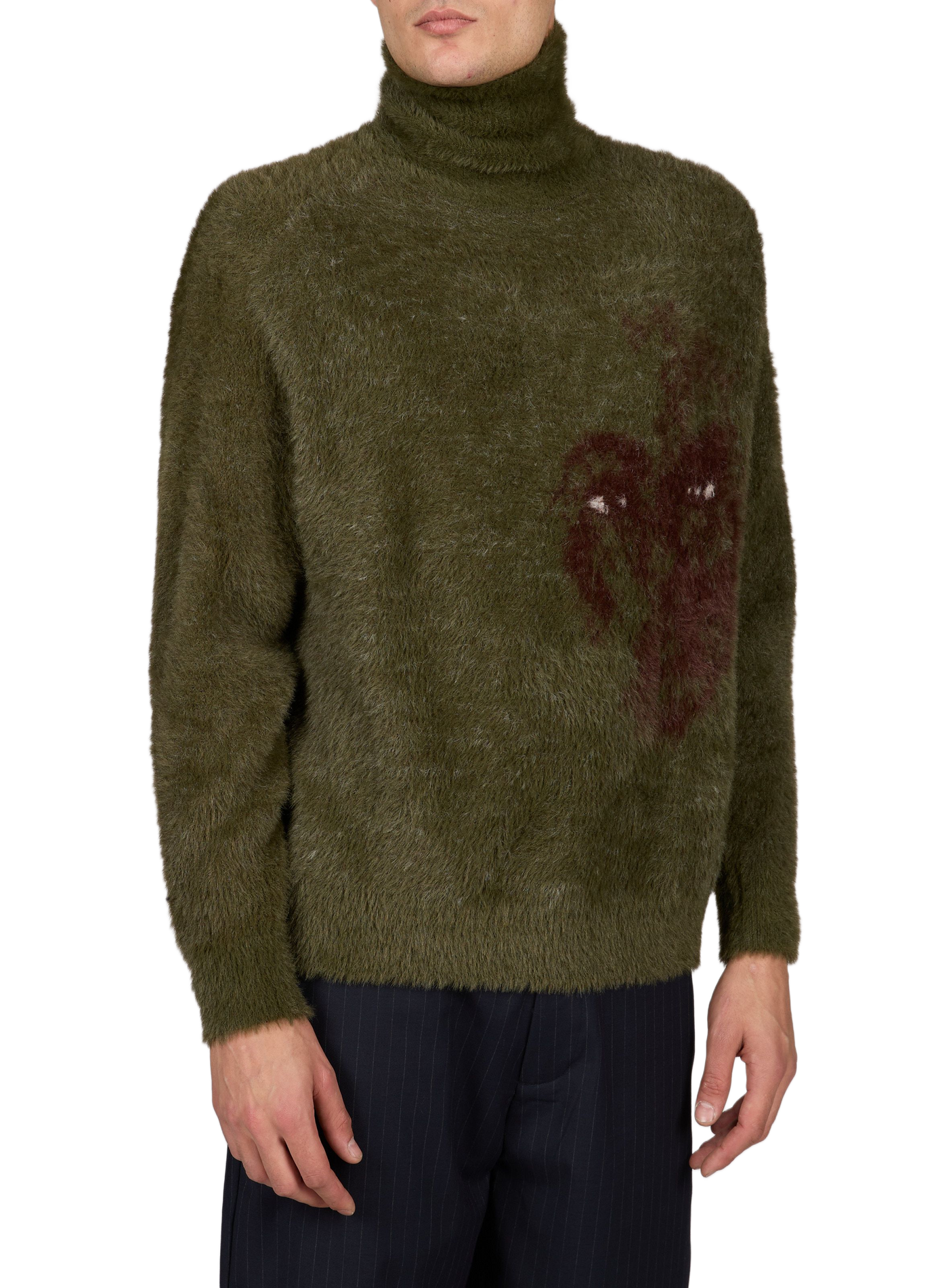 Oversized high-neck faux fur-effect sweater KIDSUPER Green