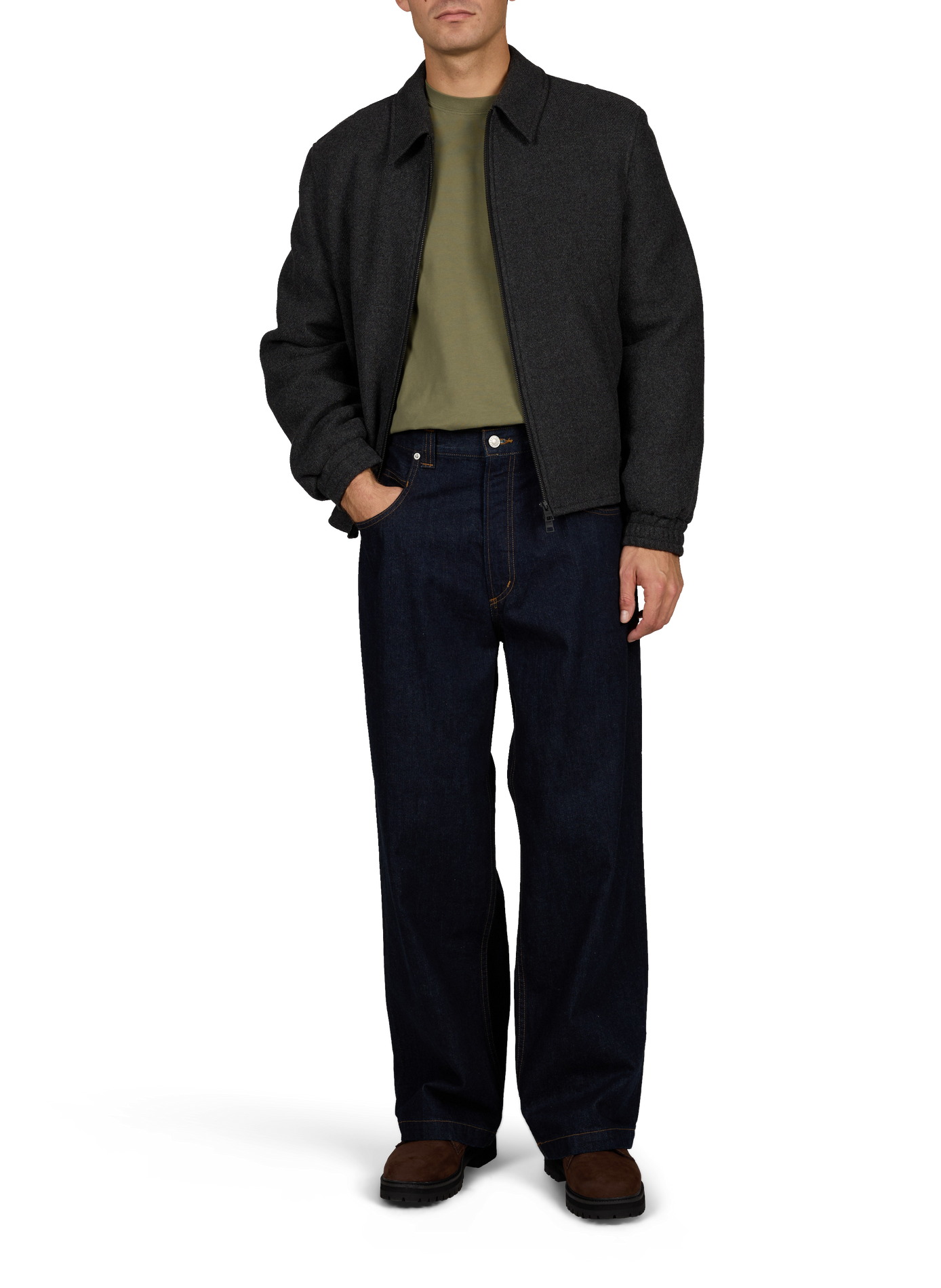 Straight wool blend jacket CLOSED Black