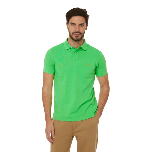 Polo droit en maille piqué de coton