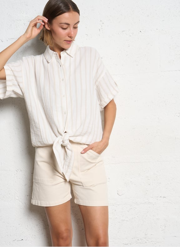 Chemise col classique en coton Beige by IKKS IKKS Chemise col classique en coton Beige