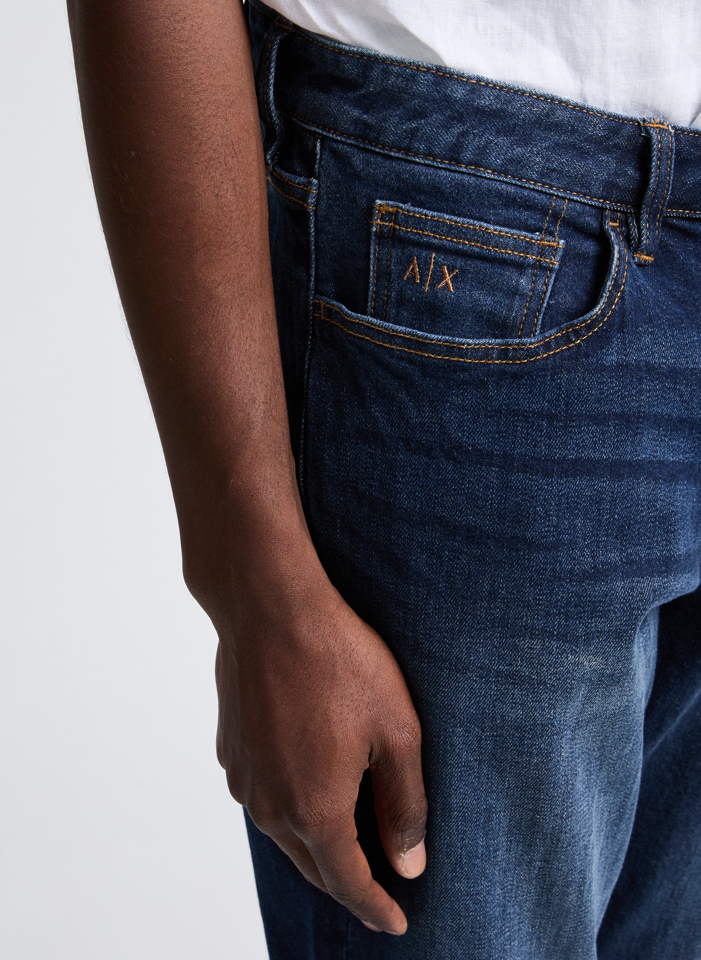 Slim fit washed denim jeans in cotton ARMANI EXCHANGE Blue
