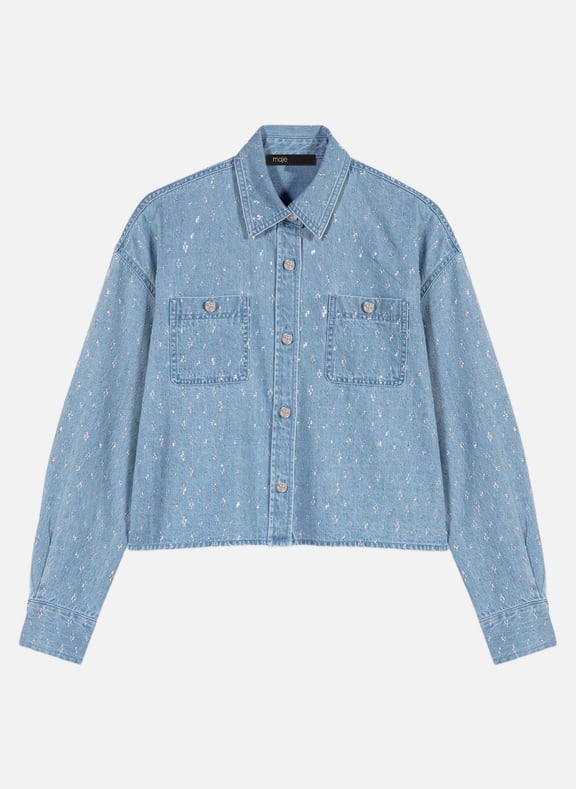 Chemise col classique en jean Bleu by MAJE MAJE Chemise col classique en jean Bleu