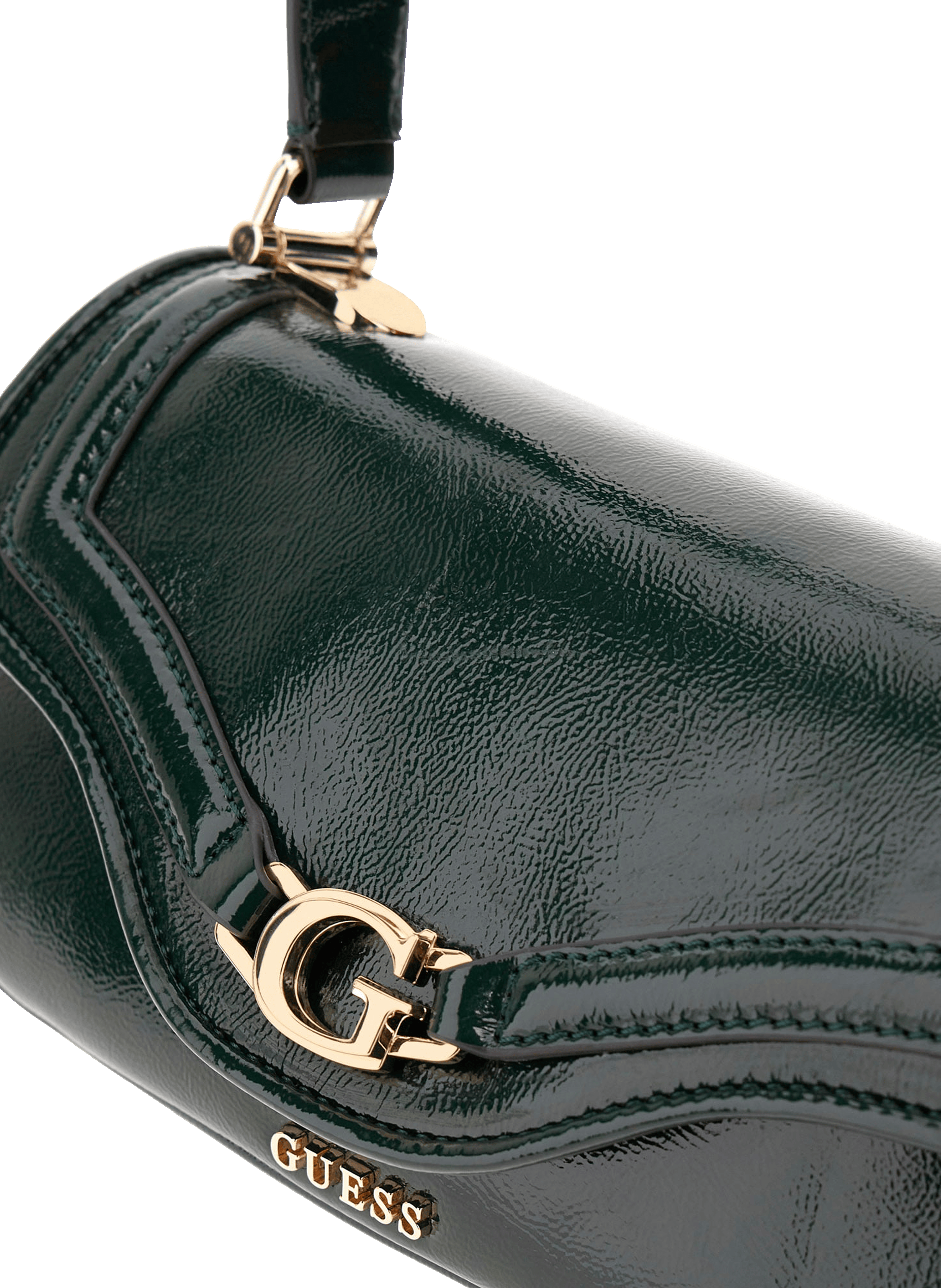 Patent leather shoulder bag GUESS Green