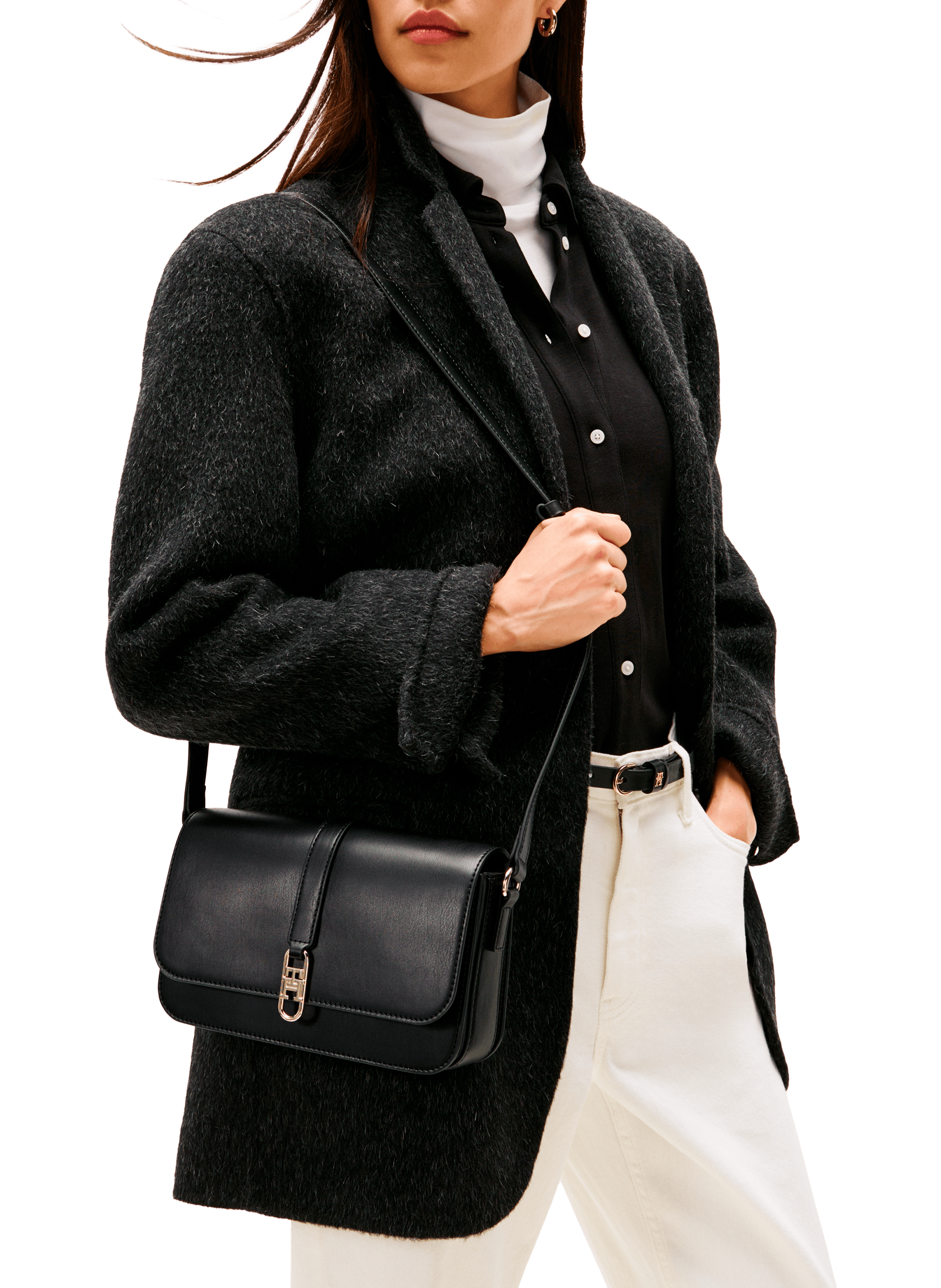 Sac bandoulière à rabat  TOMMY HILFIGER Noir