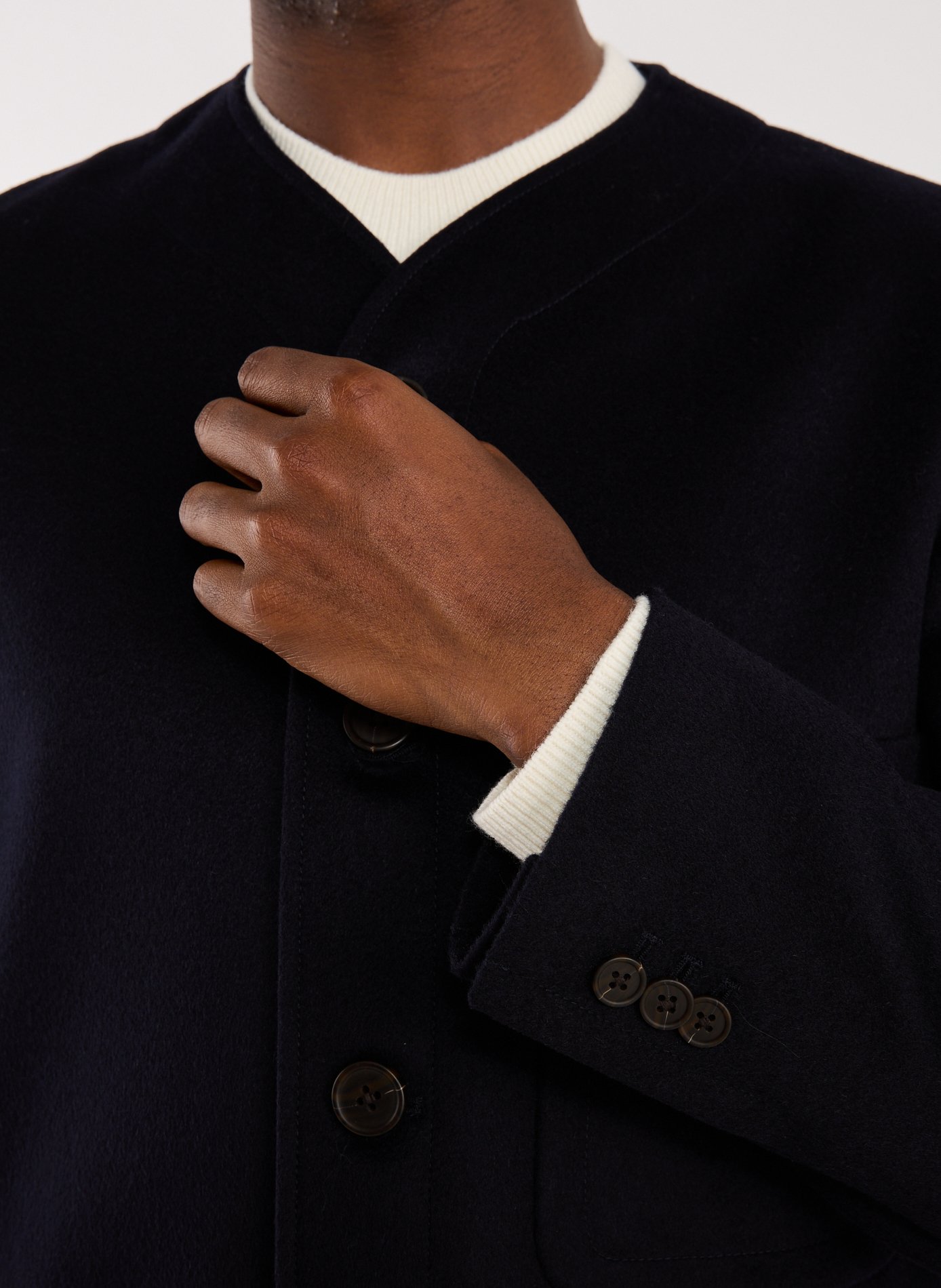 Straight blazer in blended wool and cashmere EMPORIO ARMANI Blue