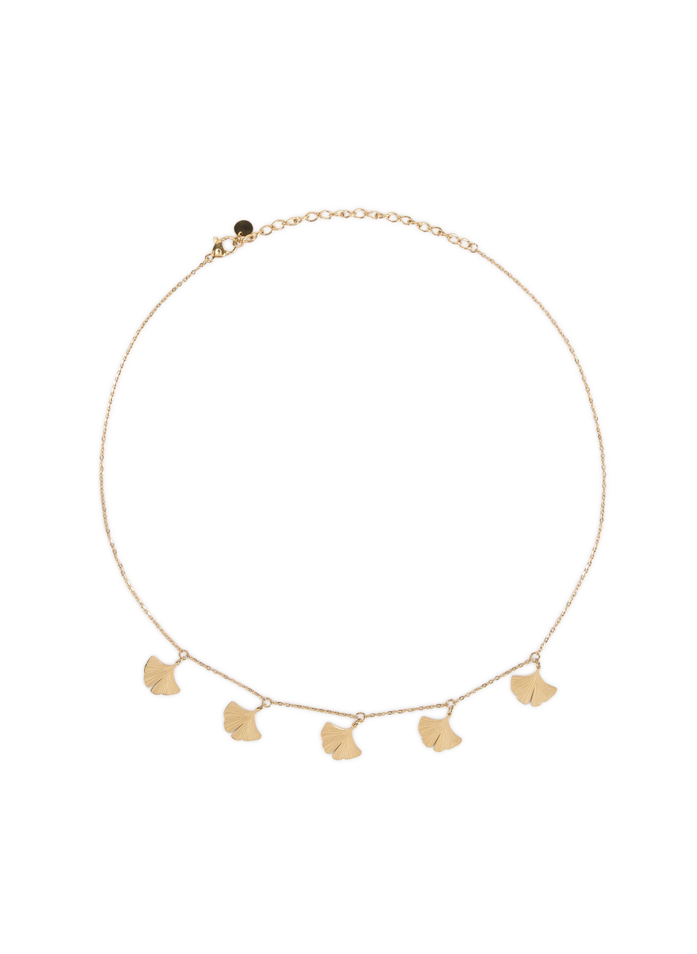 AU PRINTEMPS PARIS Ginko Leaf Necklace Golden