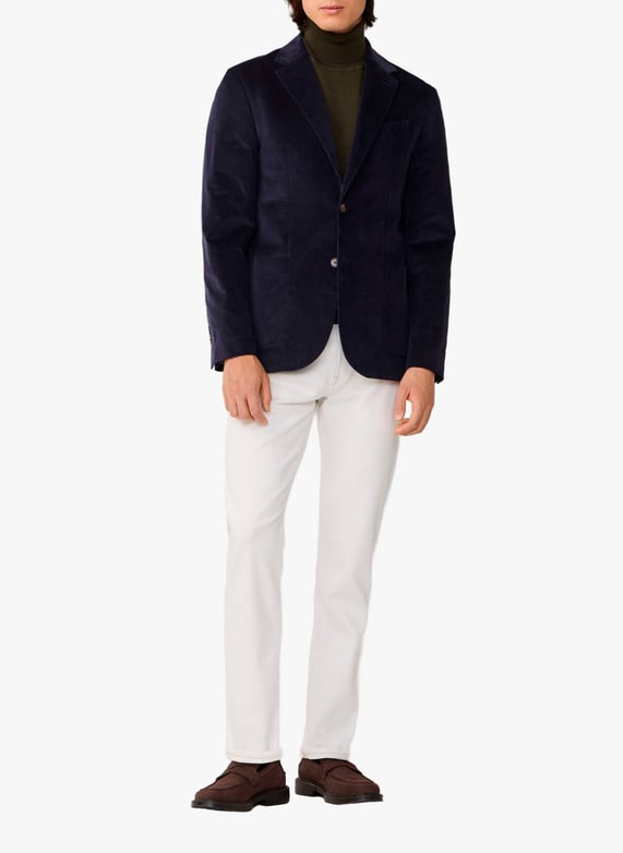 Blazer col tailleur en coton mélangé | Bleu by FACONNABLE Blazer col tailleur en coton mélangé Bleu