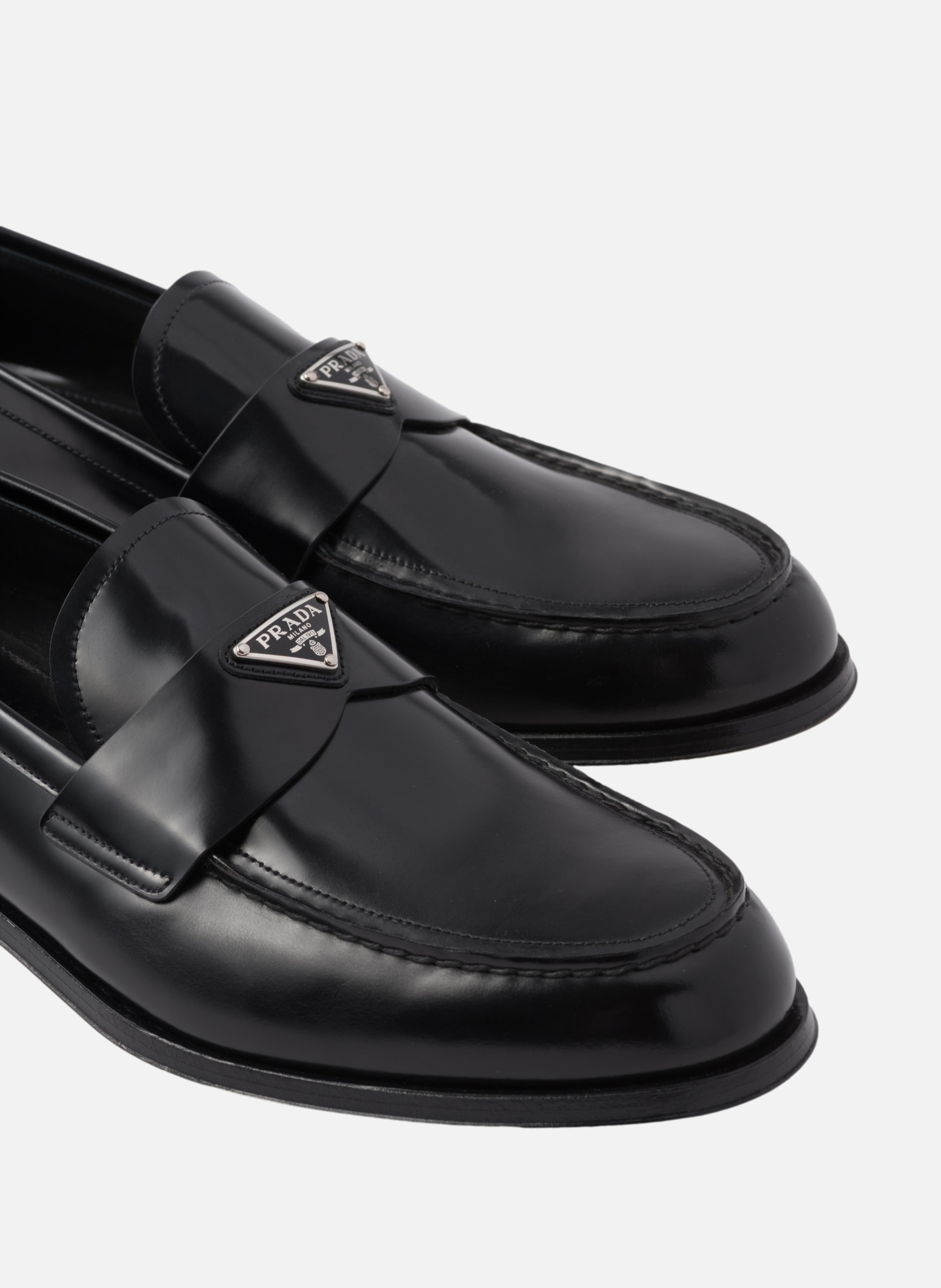 Mocassins en cuir brossé PRADA Noir