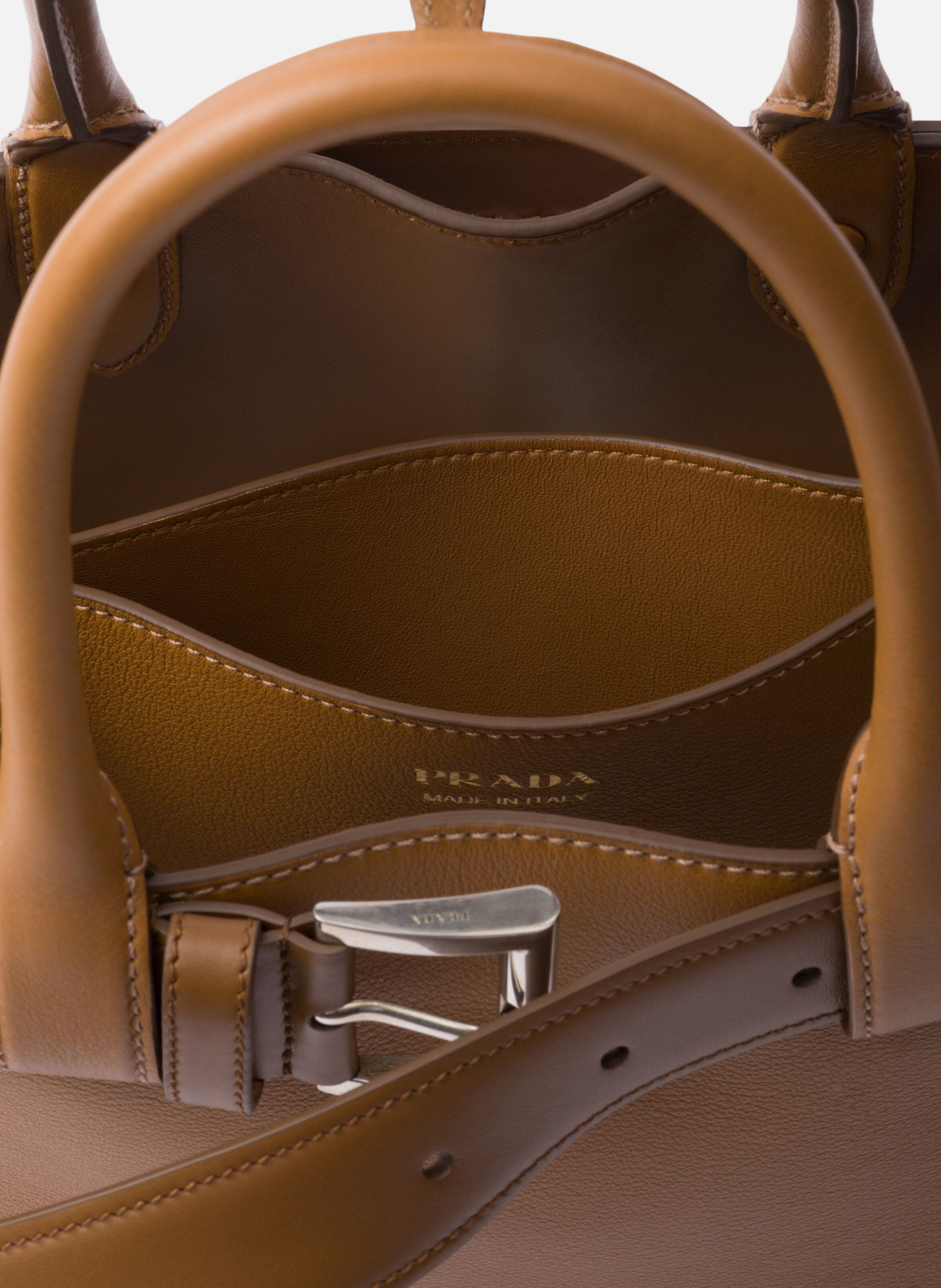 Sac prada buckle en cuir avec ceinture PRADA Marron