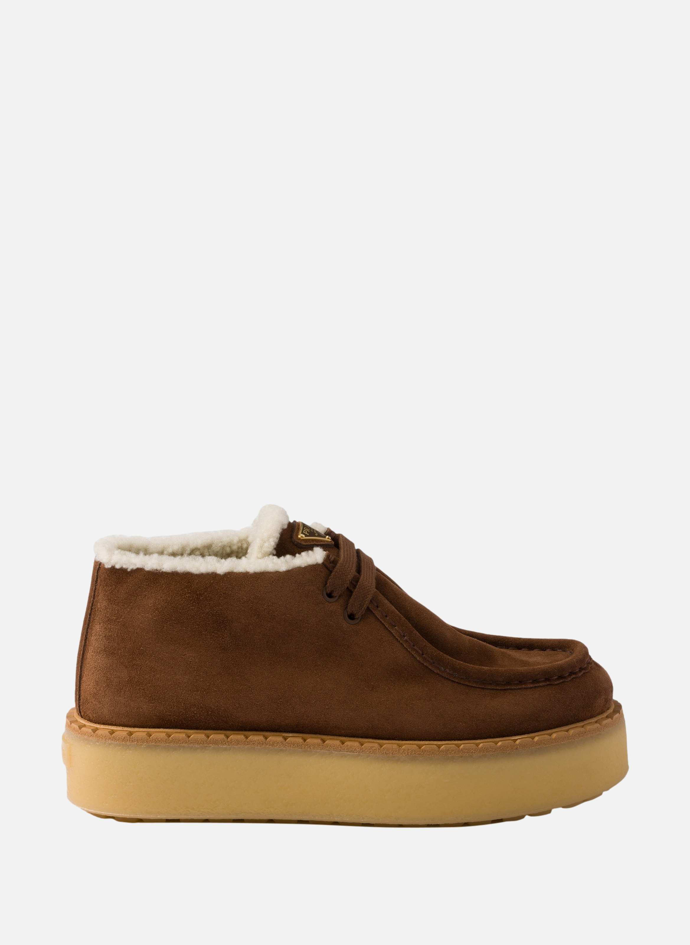 Chukka boots en veau velours PRADA Marron
