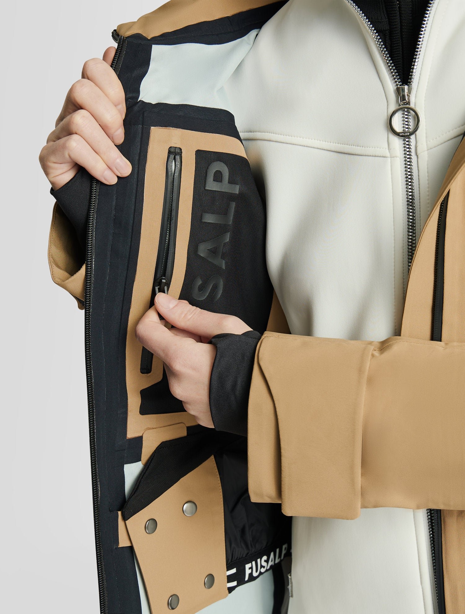 Veste de ski roppi col capuche coupe regular FUSALP Beige